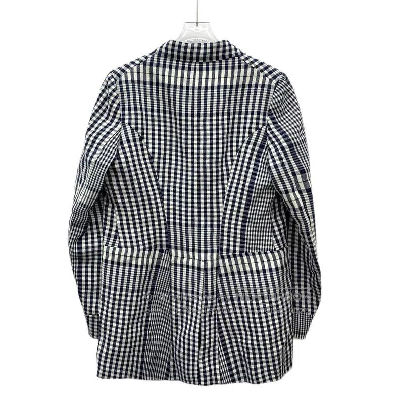 Loewe Loewe Grey Checkered Linen Notched Collar Single-Breasted Size S / US 4 / IT 40 - 2 Thumbnail