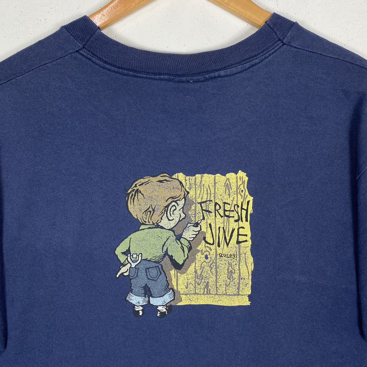 Freshjive Vintage 90's FRESHJIVE Rules Graphic Faded Skate Tee Size US M / EU 48-50 / 2 - 3 Thumbnail
