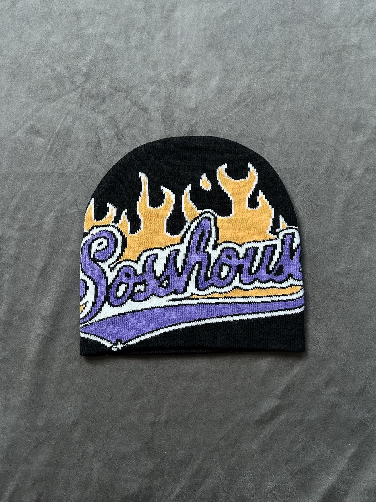 Japanese Brand Rare Sosshouse Flame No Cuff Knit Beanie Hat Black OS Size ONE SIZE - 1 Thumbnail