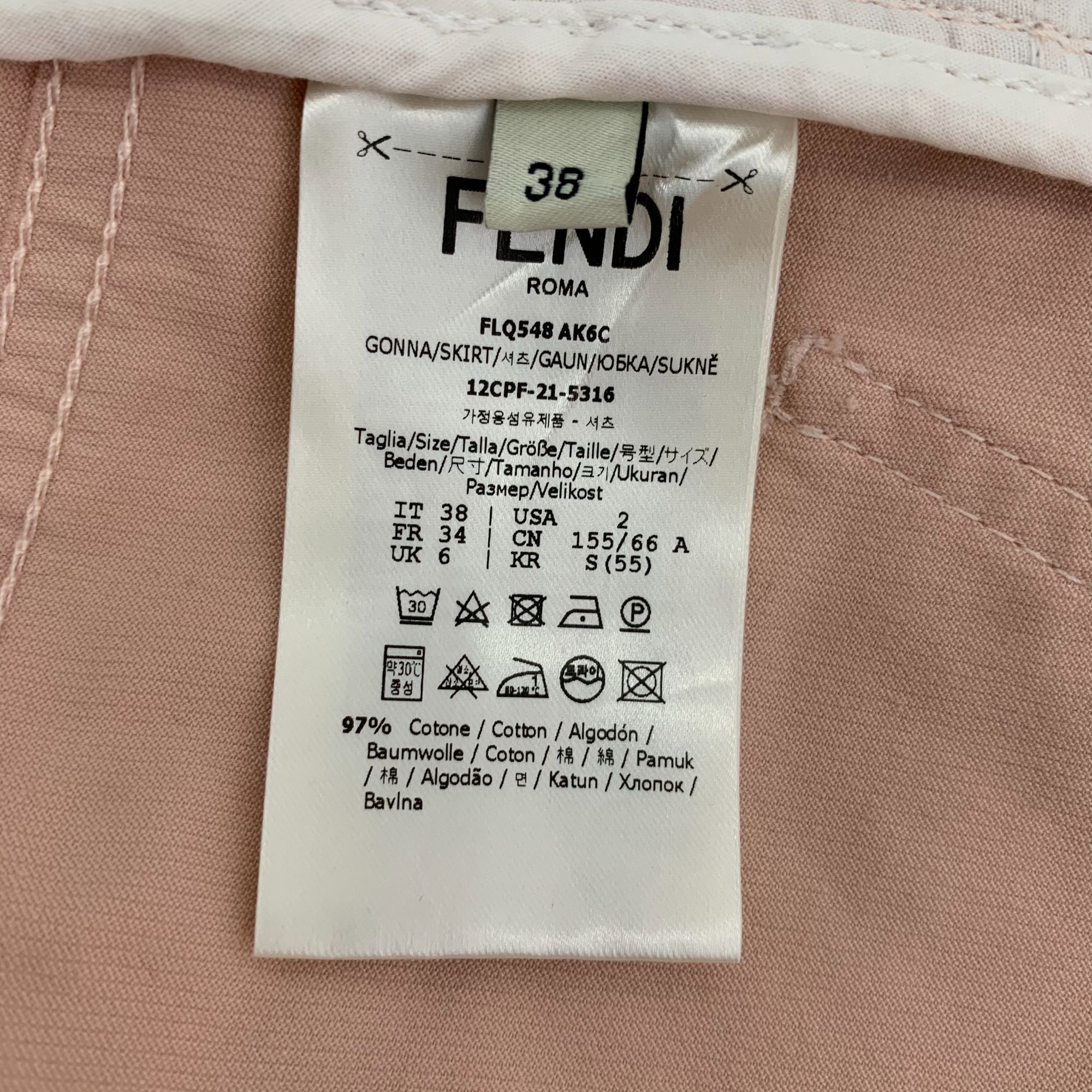 Fendi Fendi Pink Logo Print Cotton Denim Skirt Size 38 S Made In I Size 38" / US 16 / IT 52 - 4 Thumbnail