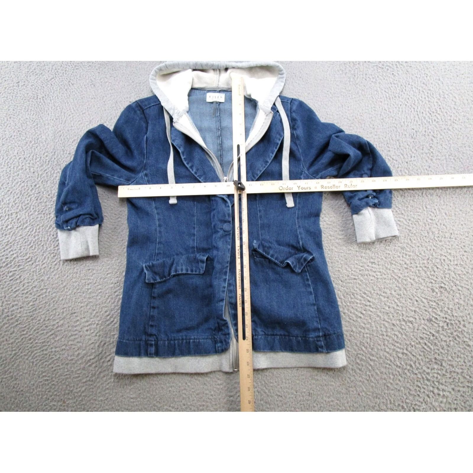 Denime Risen Jeans Hoodie Denim Full Zip Up Jean Jacket Womens Size M Read 90s? (Not Vintage) Size M / US 6-8 / IT 42-44 - 5 Thumbnail