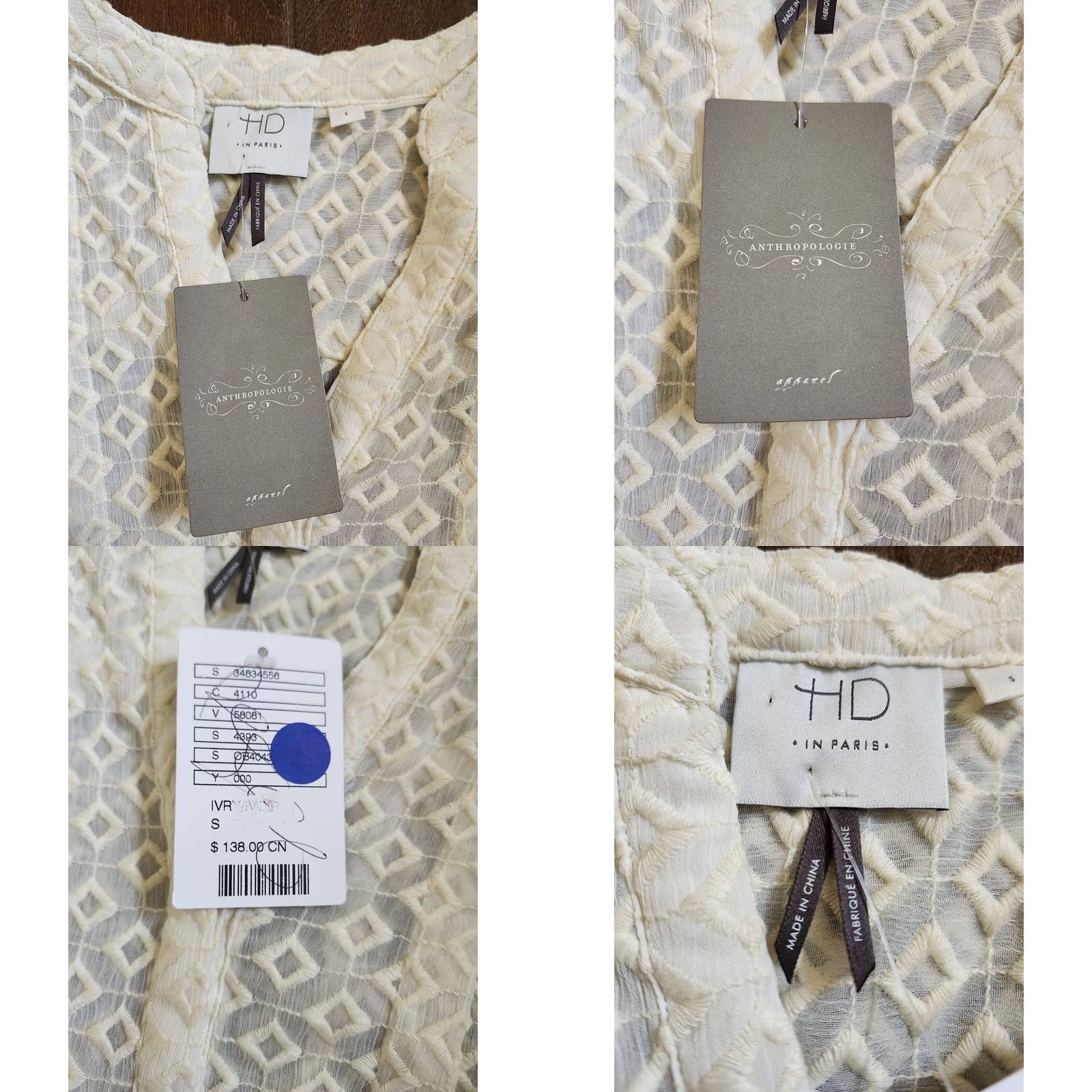 Anthropologie Anthropologie Sleeveless Tunic Shirt Ivory Small Regular Bohemian Embroidered V-Neck High Low NWT Socks? Size S / US 4 / IT 40 - 9 Thumbnail