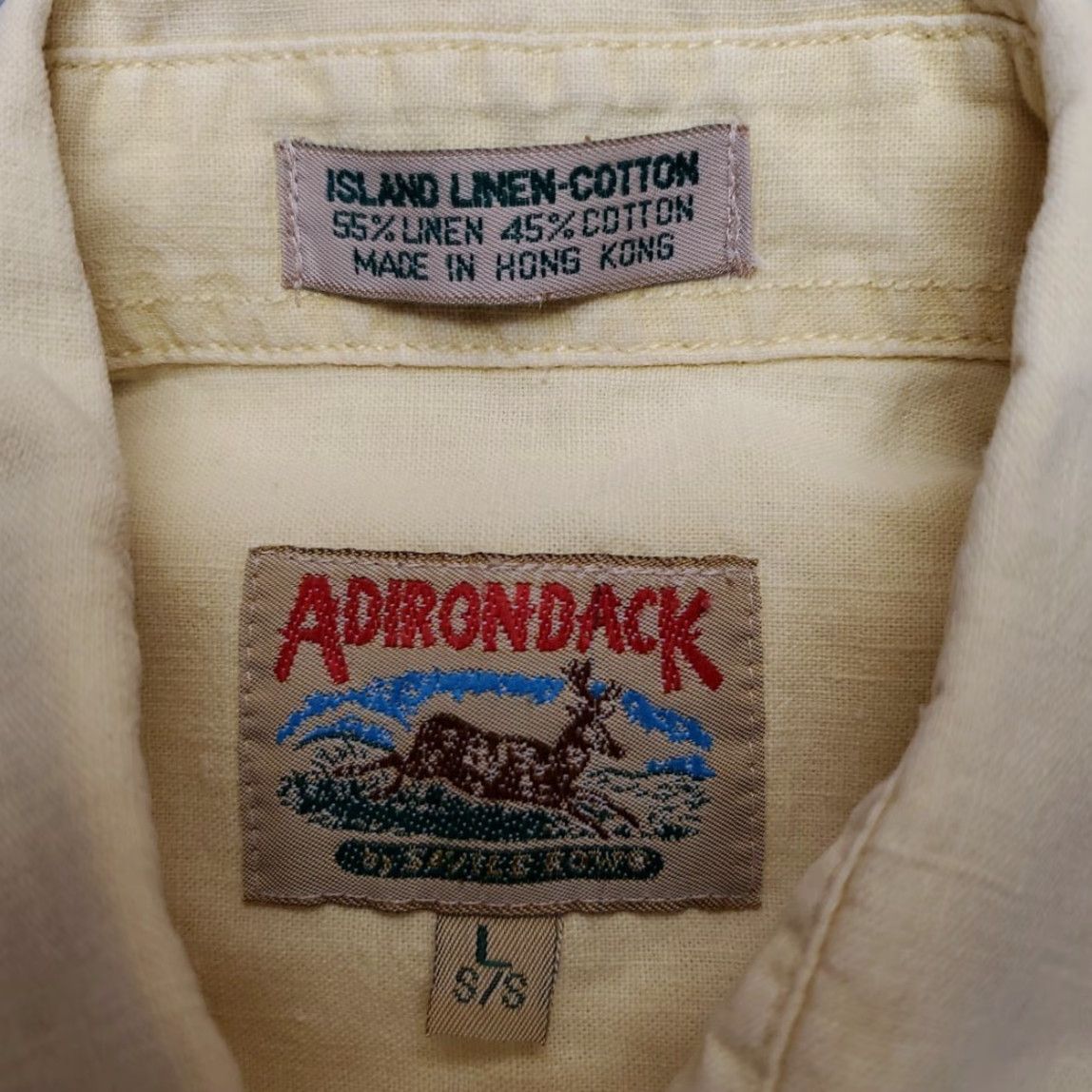 Vintage VTG Adirondack Shirt Mens L Yellow Linen Linen Blend Outdoor Island Comfort Button-Up Collared Pocket Short Sleeve Casual Size US L / EU 52-54 / 3 - 6 Thumbnail