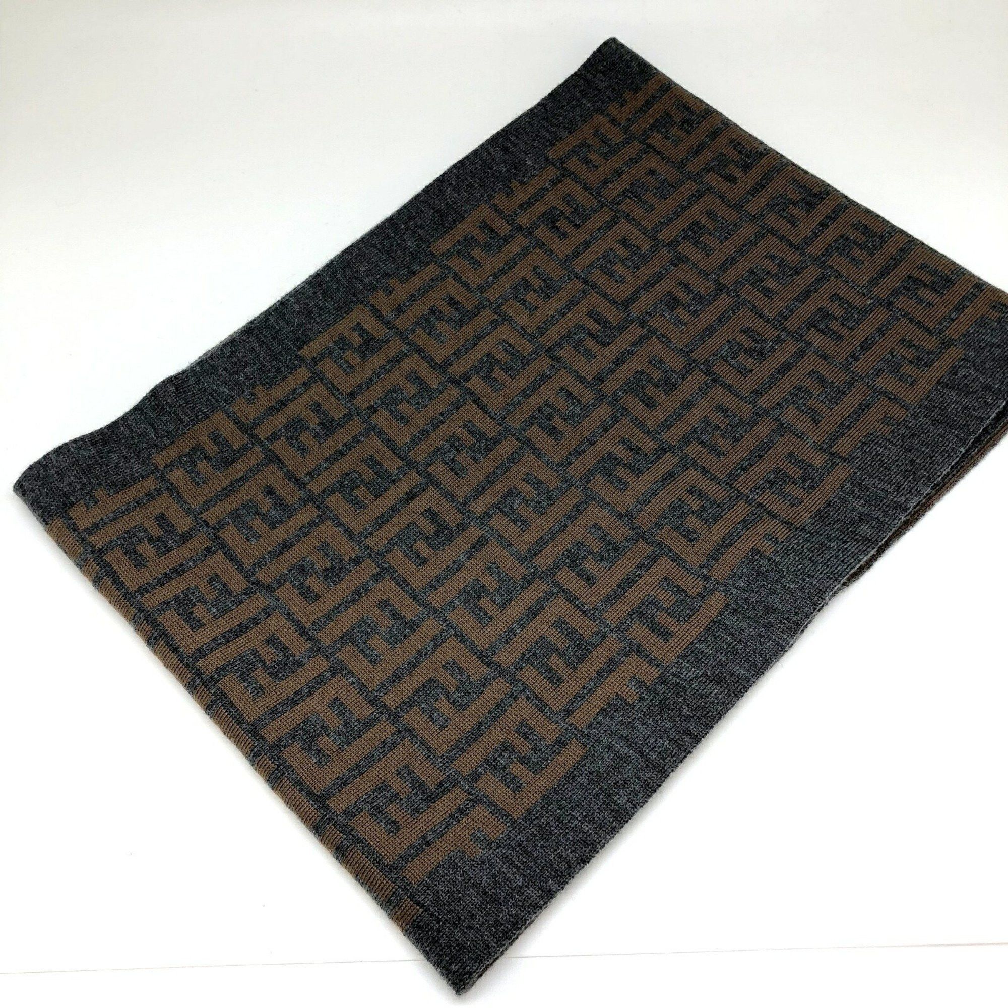 image of Fendi Zucca Muffler Gray Brown Wool Itbmoa9Mx9Bm, Women's