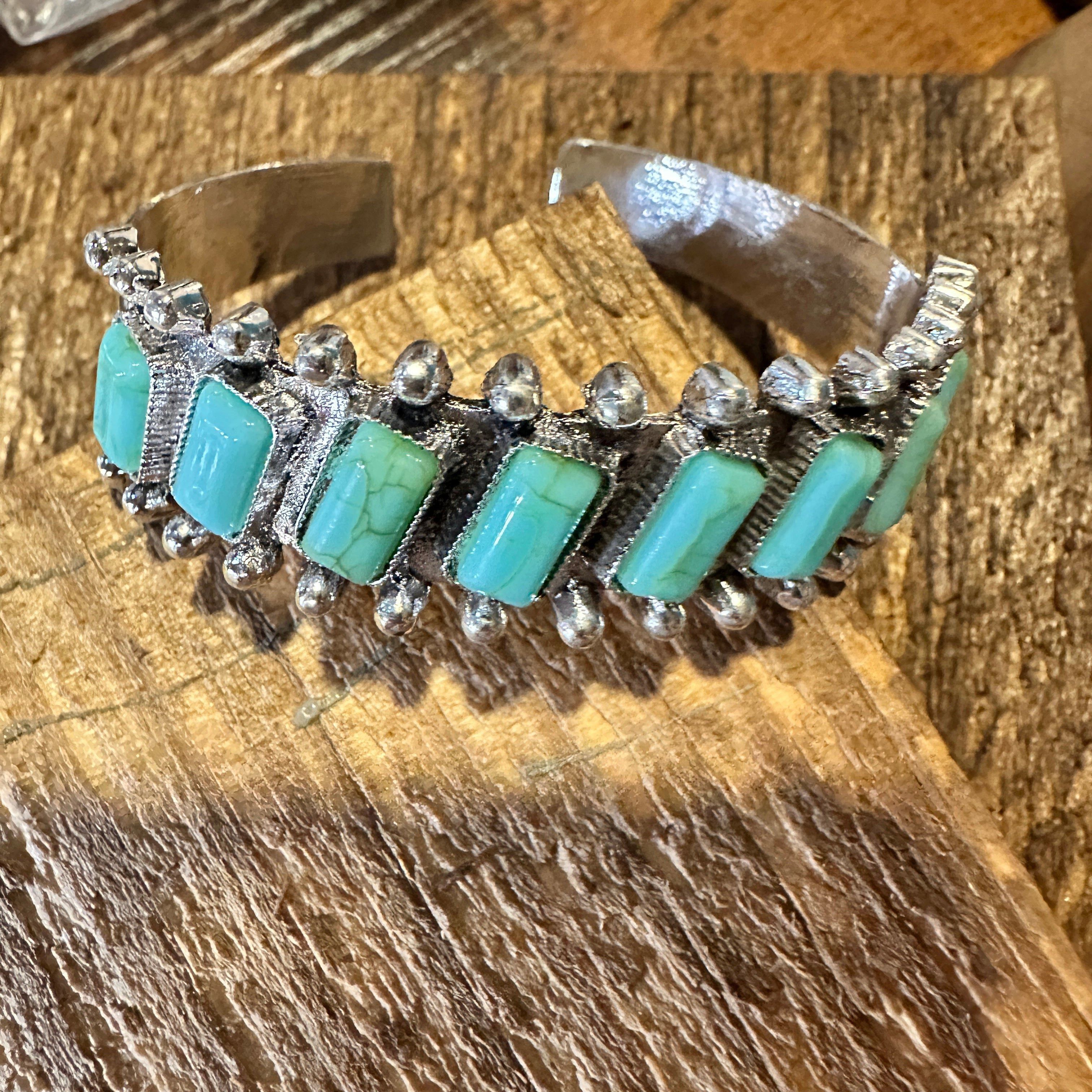 Other Boho Chic Vintage Southwestern Hippie Open Cuff Bangle, Turq Size ONE SIZE - 7 Thumbnail