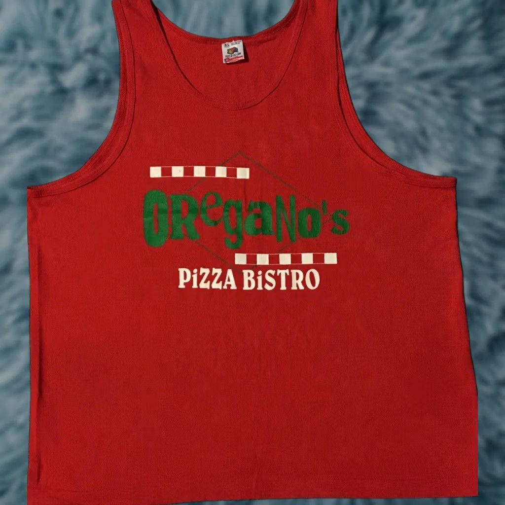 Vintage VINTAGE Oreganos Pizza Tank Top T-Shirt Men L Red 80s 90s Grunge USA USA San Antonio? Size US L / EU 52-54 / 3 - 1 Thumbnail