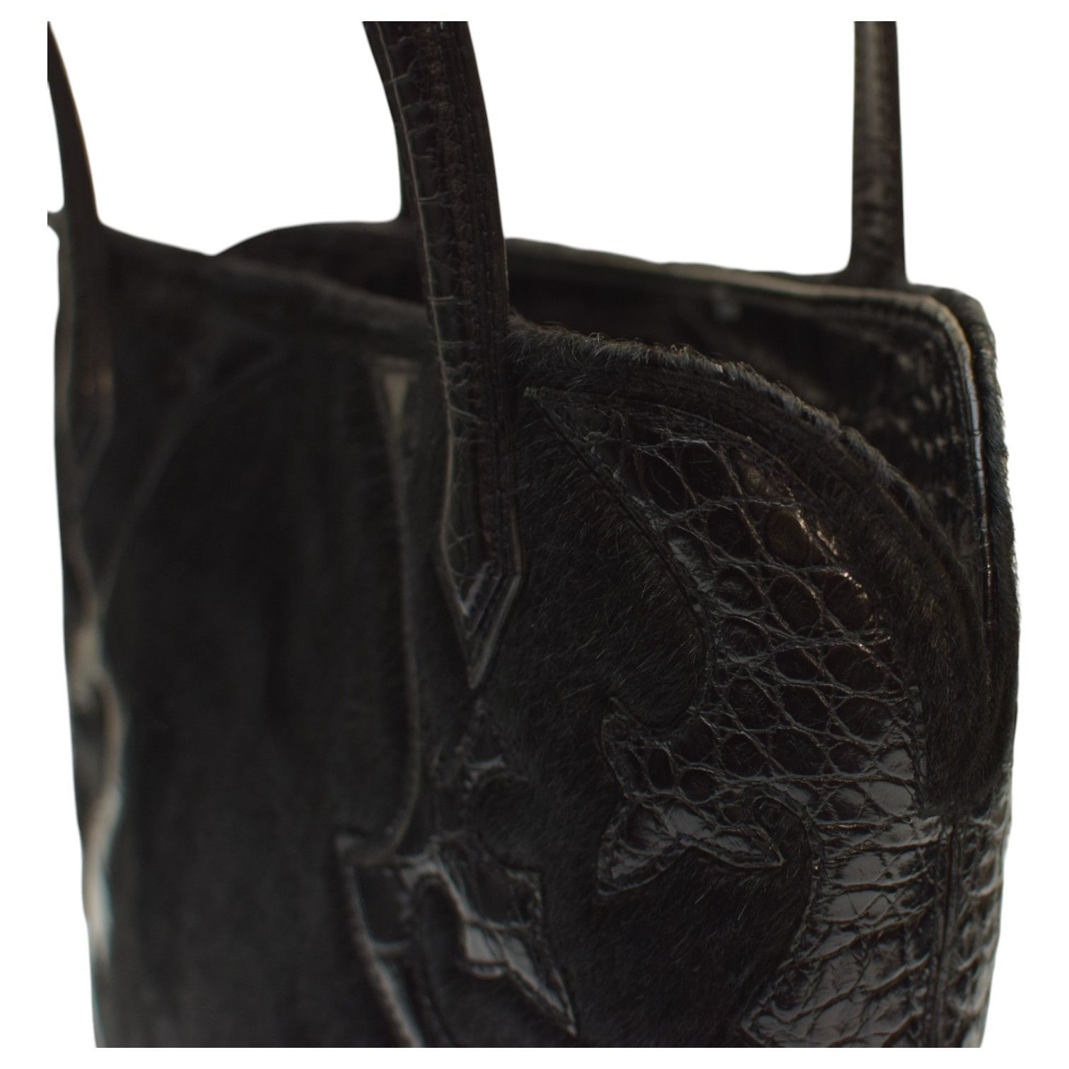 Etro ETRO Black Fur & Leather Tote Shoulder Bag Size ONE SIZE - 12 Thumbnail