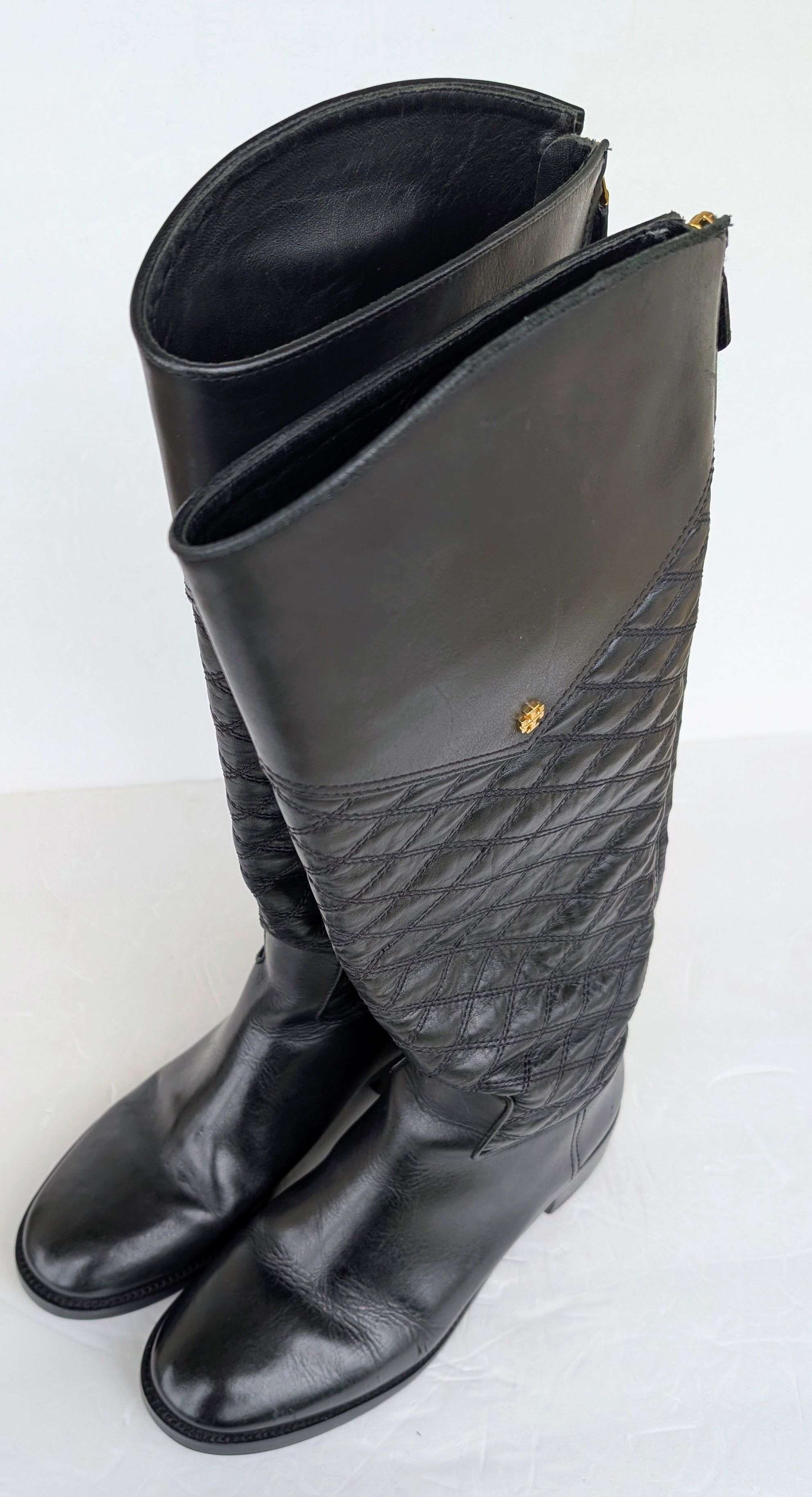 Tory Burch Tory Burch Claremont Quilted Leather Riding Boots Size 8.5M Size US 8.5 / IT 38.5 - 3 Thumbnail