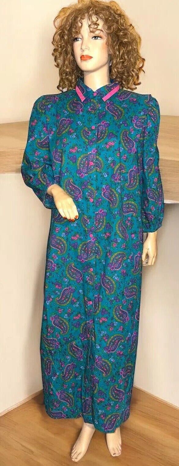 Designer Vintage Teal Paisley Print Snap Models Coat XL Frost Bros Size ONE SIZE - 1 Thumbnail