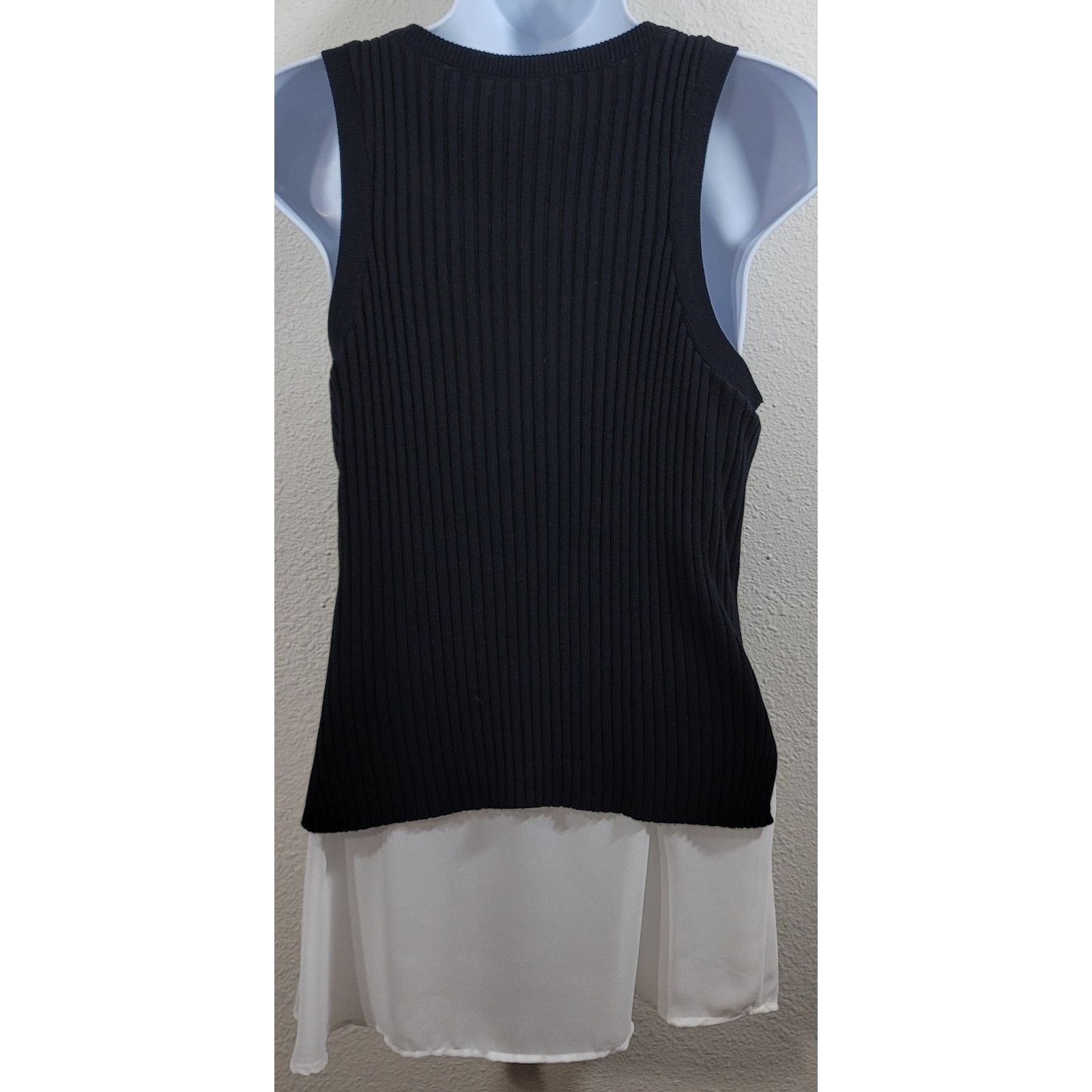 Bar III Bar III Black Ribbed Lined And Layered Sheer Hem Top Medium Size M / US 6-8 / IT 42-44 - 3 Thumbnail