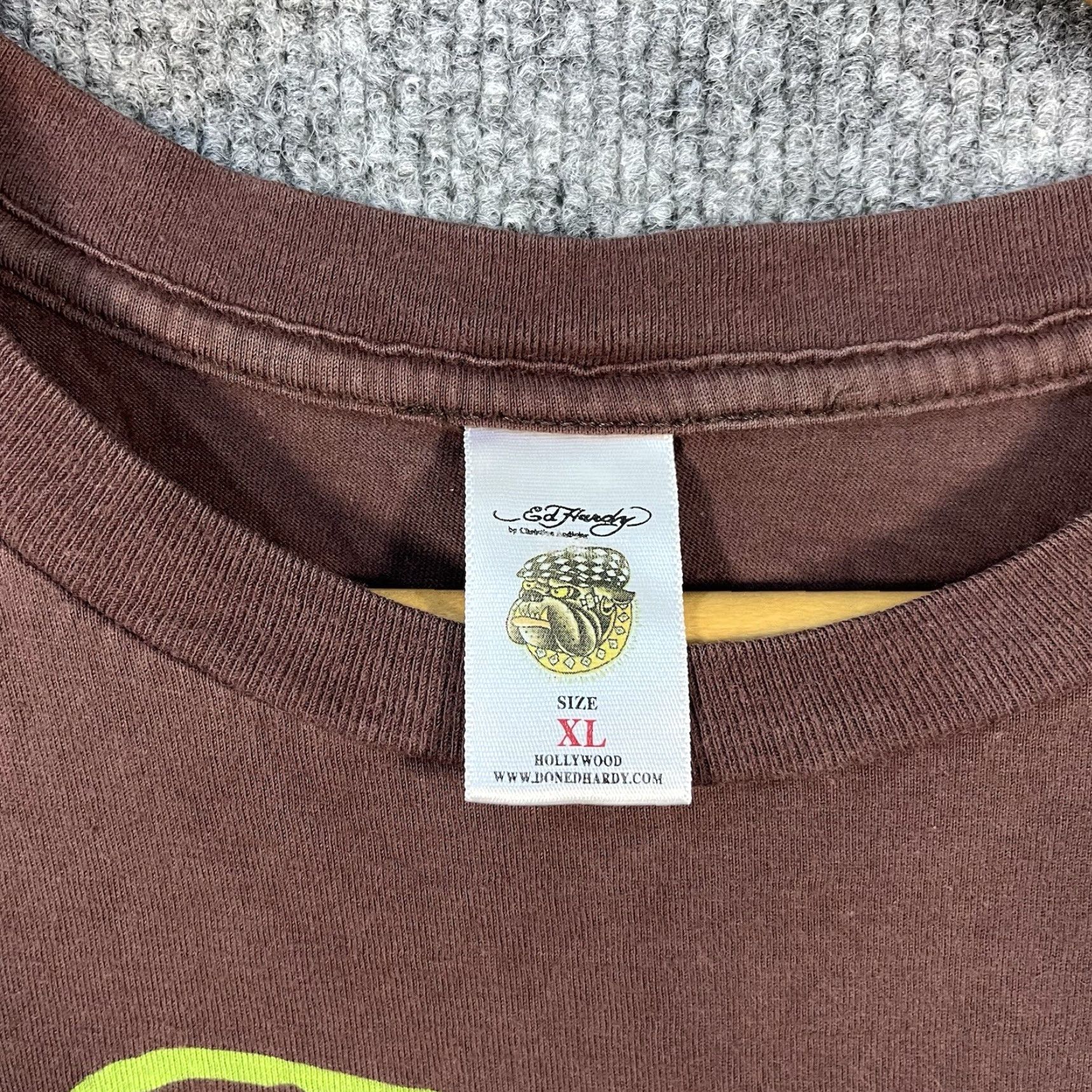 Ed Hardy VINTAGE Ed Hardy T-Shirt Men XL Logo Grunge Rose Eagle Bird Y2K Brown Short Sleeve Knit Regular Brand: Ed Hardy Mens XX Size US XL / EU 56 / 4 - 4 Thumbnail