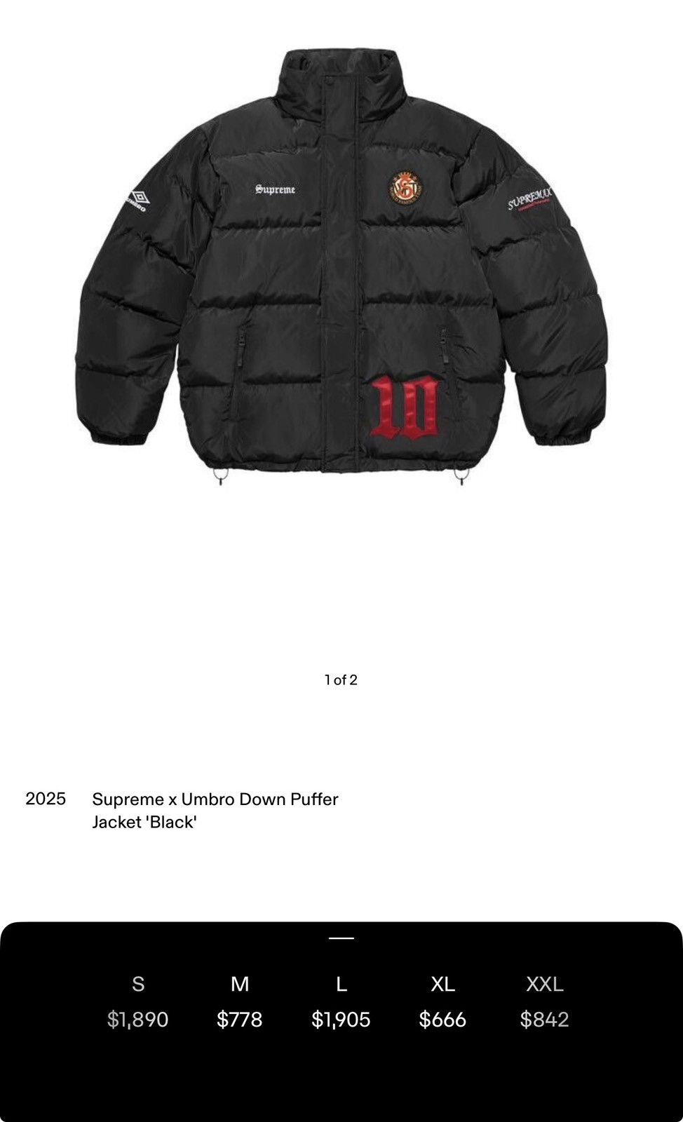 Supreme × Umbro Supreme Umbro Down Puffer Jacket LARGE Size US L / EU 52-54 / 3 - 1 Thumbnail