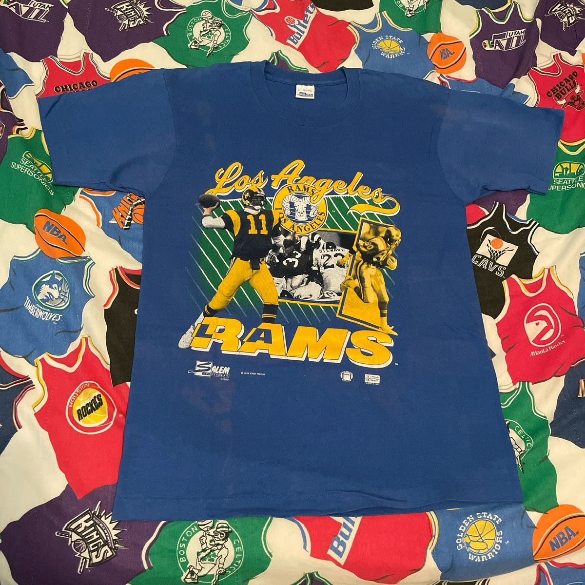 NFL × Salem Sportswear × Vintage Vintage NFL 1987 Los Angeles Rams Super Bowl Football Tee Size US L / EU 52-54 / 3 - 1 Thumbnail