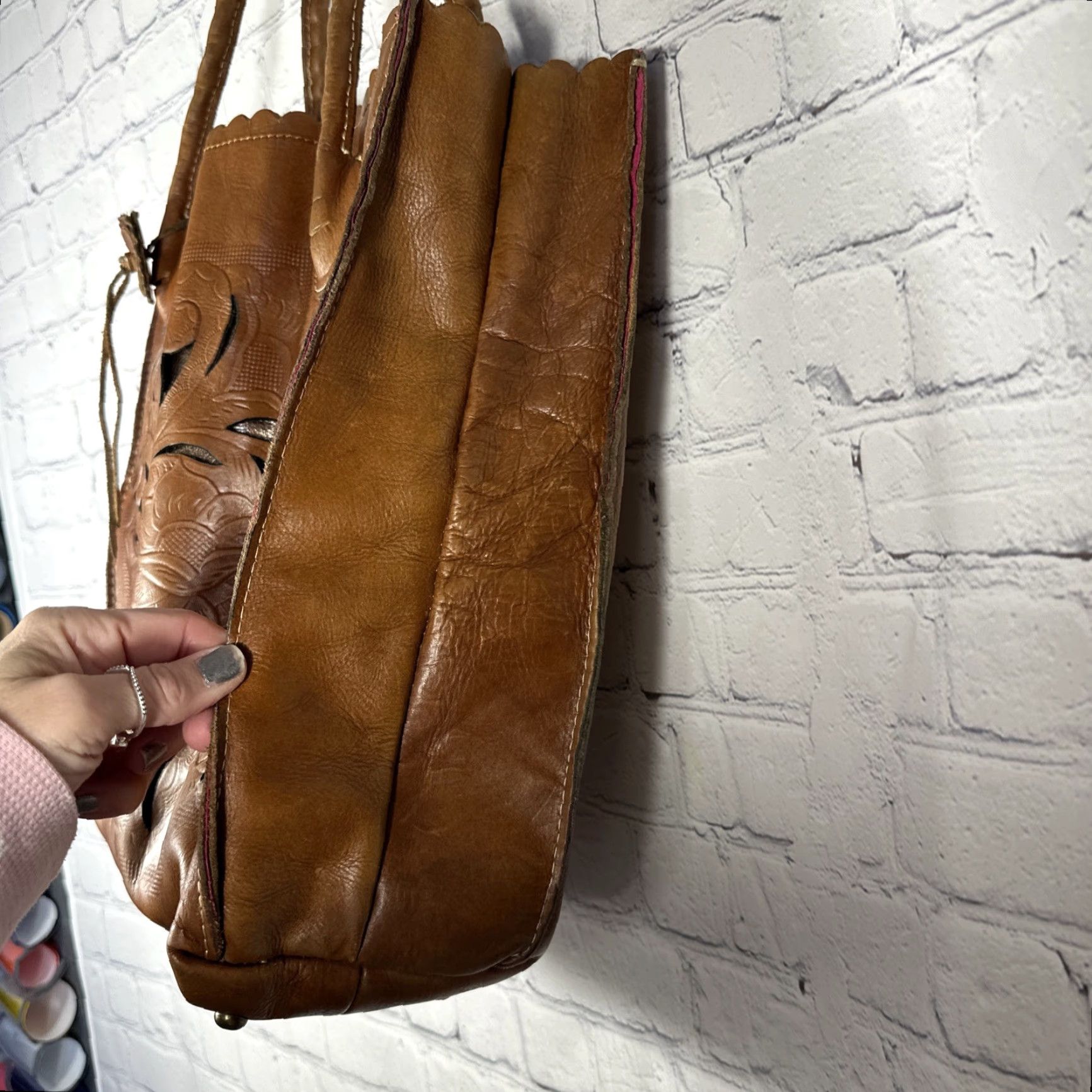 Patricia Nash Patricia Nash Leather CAVO Tote Bag Purse Boho Hobo Large Brown Floral Distressed Designer Western CAVO Womens Size ONE SIZE - 6 Thumbnail