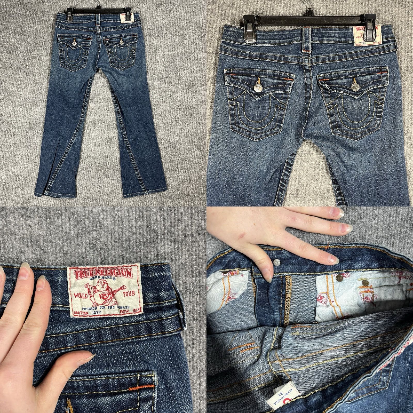 True Religion True Religion Jeans Flared Vintage Women SZ 31 Blue Denim 5-Pocket Distressed Stretch USA Flare 27in Inseam Size 24" / US 00 / IT 34 - 8 Thumbnail