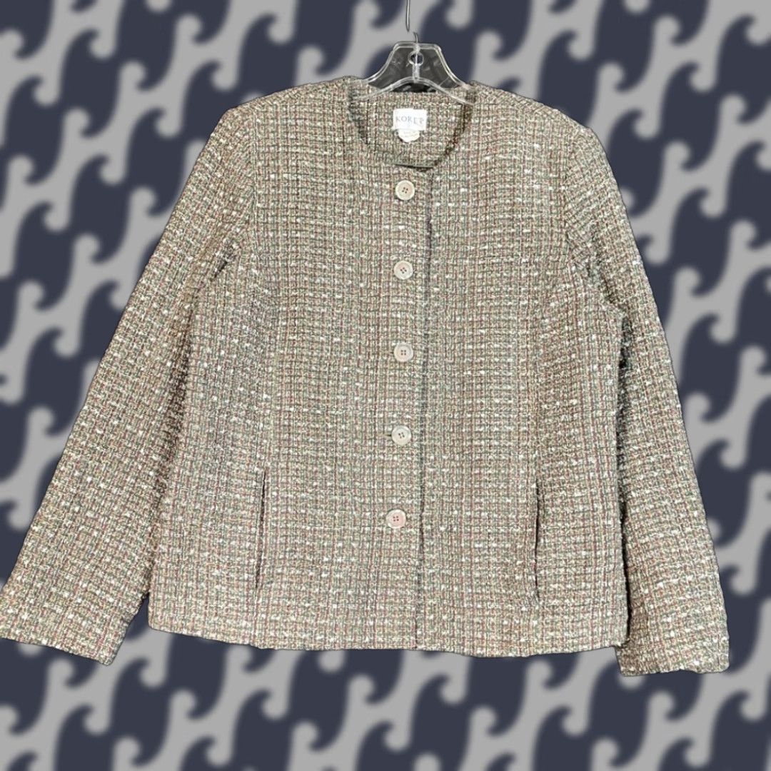 Vintage VINTAGE Koret Tweed Blazer Jacket Career Business Casual Button Front Olive Sz M Size 40R - 1 Thumbnail