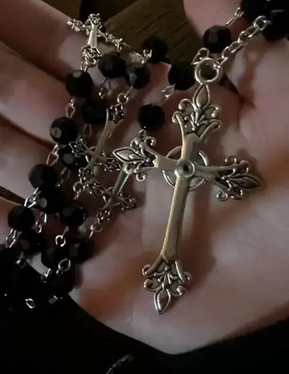 Jewelry Black Crystal Rosary Necklace Size ONE SIZE - 2 Thumbnail