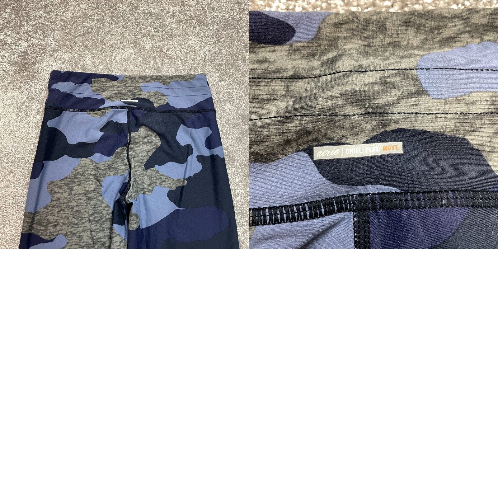 Vintage Aerie Leggings Womens M Nylon Stretch Compression Blue Camo 25 in Inseam Tapered Sports Activewear Shoes? Size 32" / US 10 / IT 46 - 9 Thumbnail
