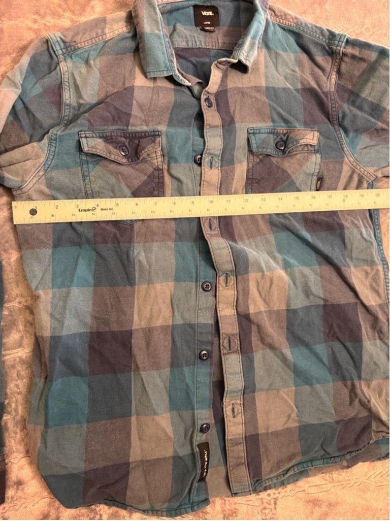 Vans Men's Vans Flannel Shirt Size L Blue Gray Plaid Size US L / EU 52-54 / 3 - 2 Thumbnail