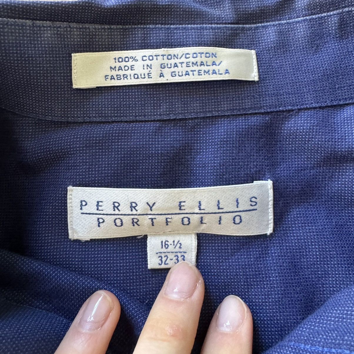 Perry Ellis Vintage Perry Ellis Portfolio Cotton Button Up Shirt Size US XL / EU 56 / 4 - 4 Thumbnail