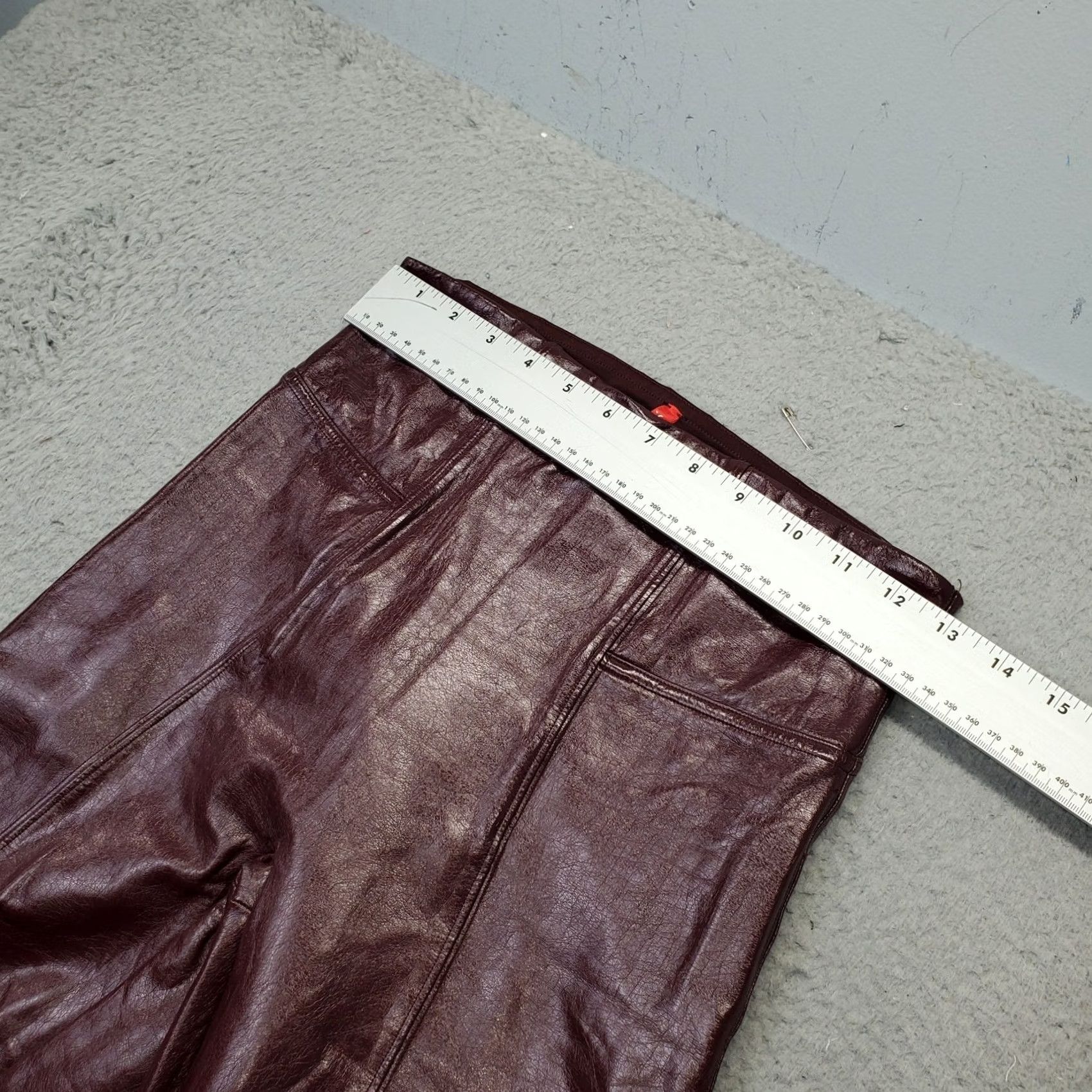Spanx Spanx by Sara Blakely Faux Patent Leather Leggings Womens S Burgundy High Waist Size 28" / US 6 / IT 42 - 5 Thumbnail