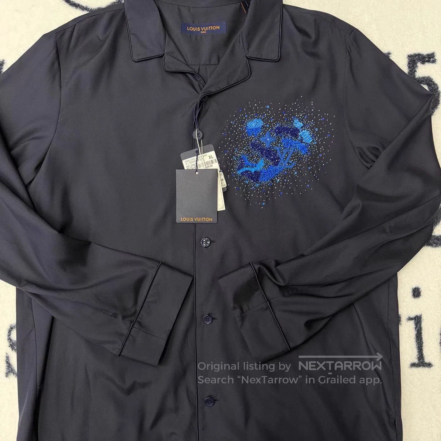 Louis Vuitton Blue Embroidered Long Sleeve Button. Size US XL / EU 56 / 4 - 2 Thumbnail