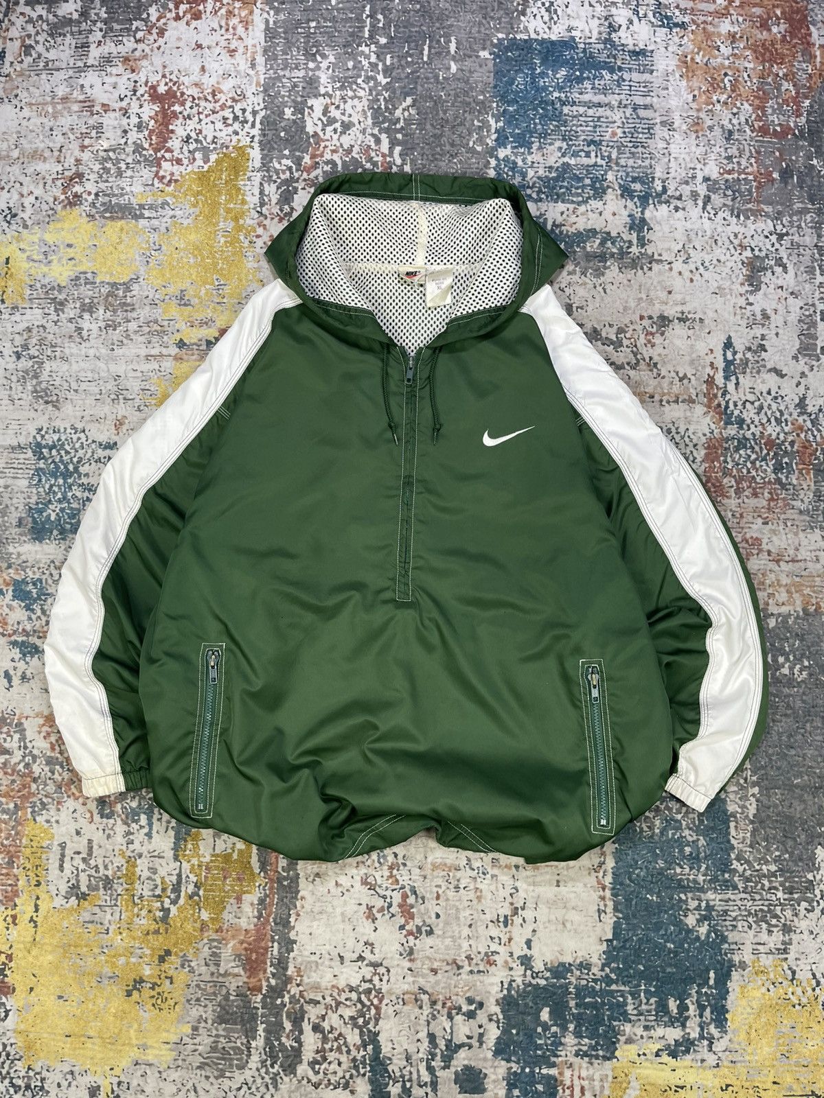 Nike Vtg 90s Nike Half Zipper Swoosh Hooded Windbreakers Size US XL / EU 56 / 4 - 1 Thumbnail