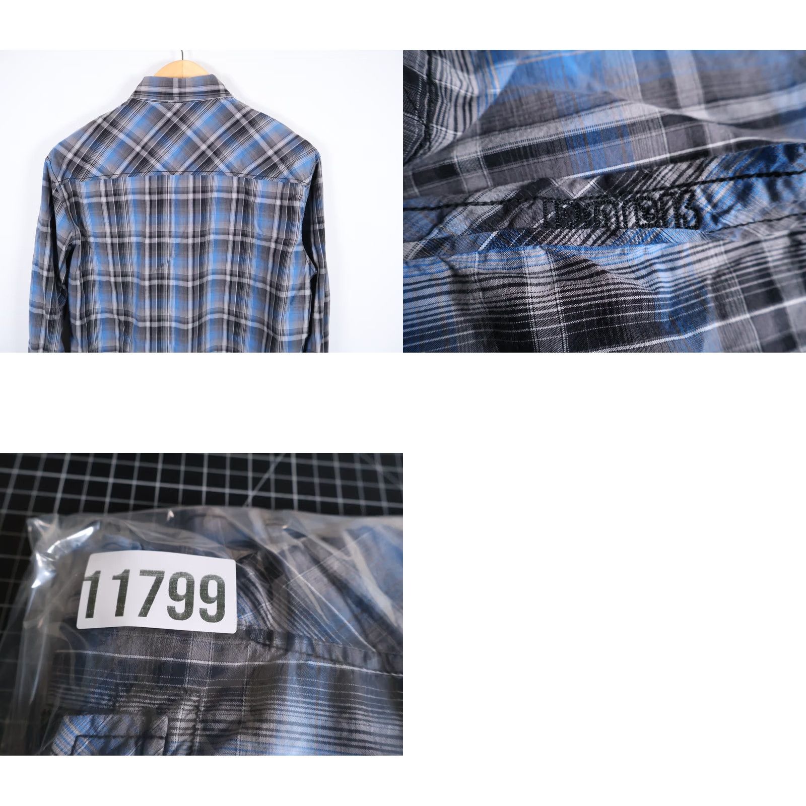 Vintage Rock & Roll Cowboy Shirt Men's Large Blue Plaid Pearl Snap Roll Tab Sleeves Size US L / EU 52-54 / 3 - 9 Thumbnail