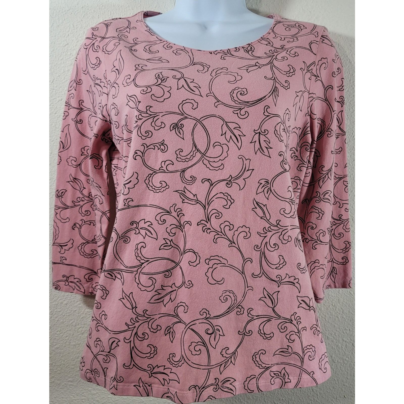 Other Chico's Dusty Rose Pink Black Floral Print Top 1 Medium Size M / US 6-8 / IT 42-44 - 1 Thumbnail