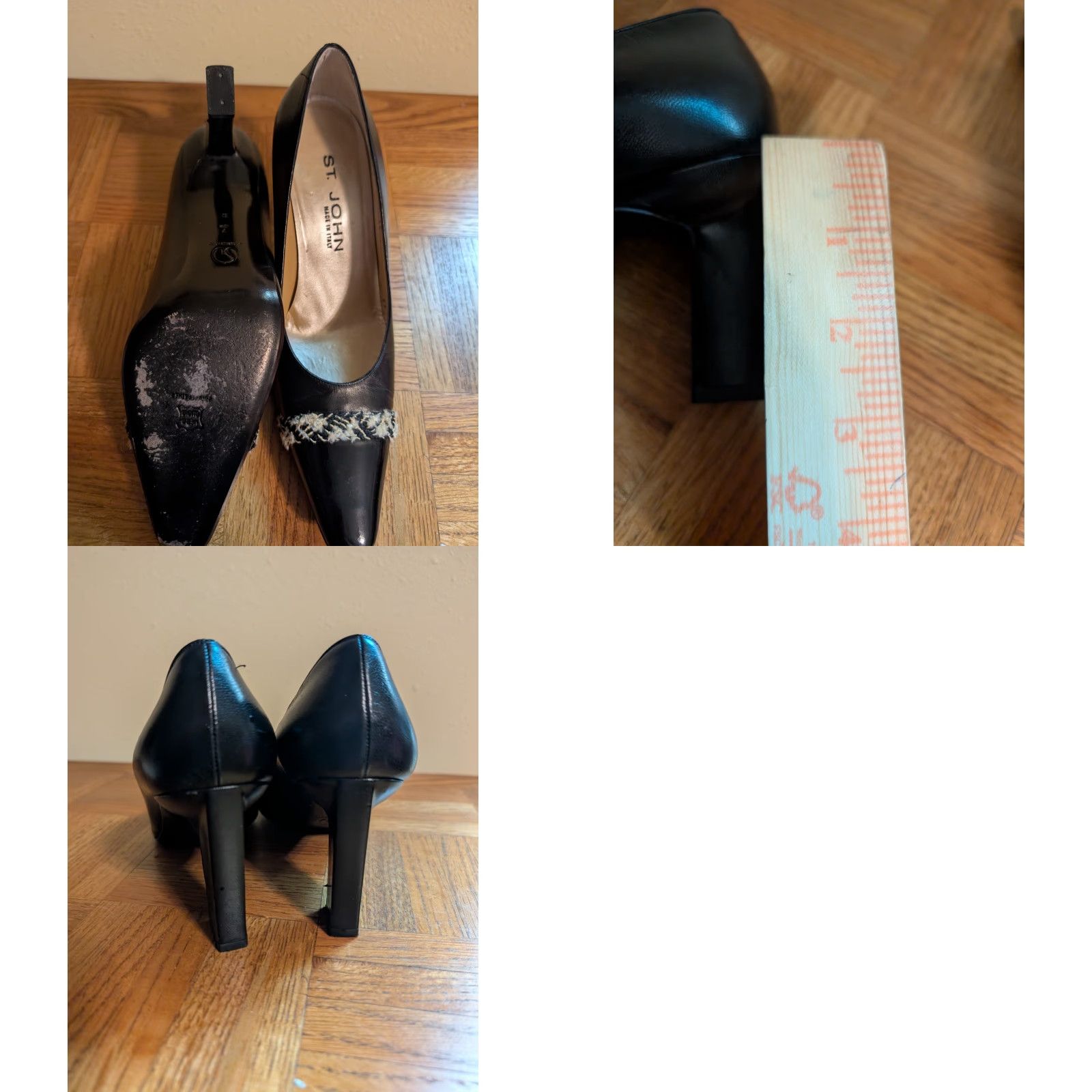 St. John St. John Leather Pump Black Tweed Accent Patent Leather Square Heel Sz 7.5 Vintage Yes Women Pump Size US 8 / IT 38 - 10 Thumbnail
