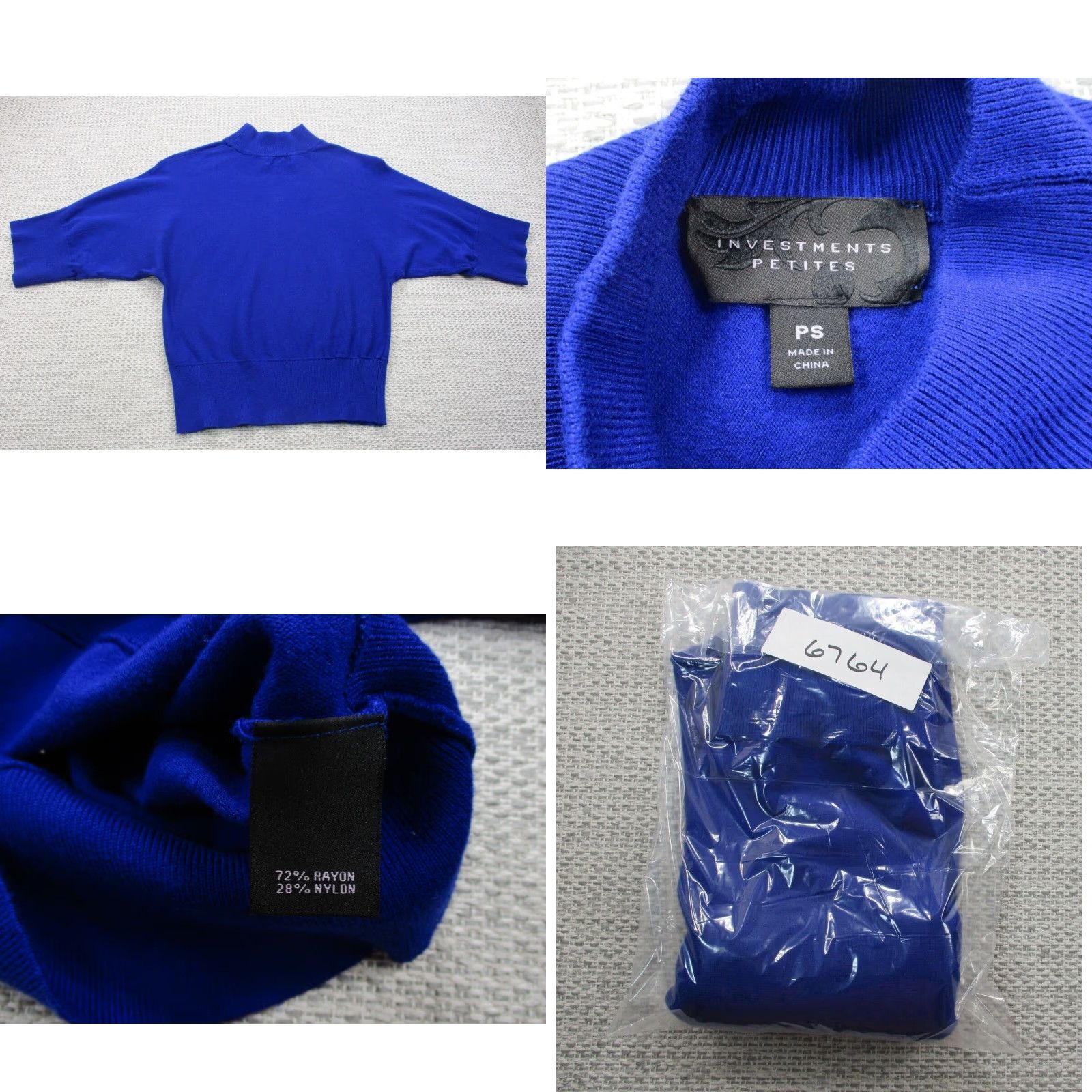 Vintage VINTAGE Investments Petites Pullover Sweater Shirt Womens Sz PS Blue Long Sleeve Mock Size S / US 4 / IT 40 - 8 Thumbnail