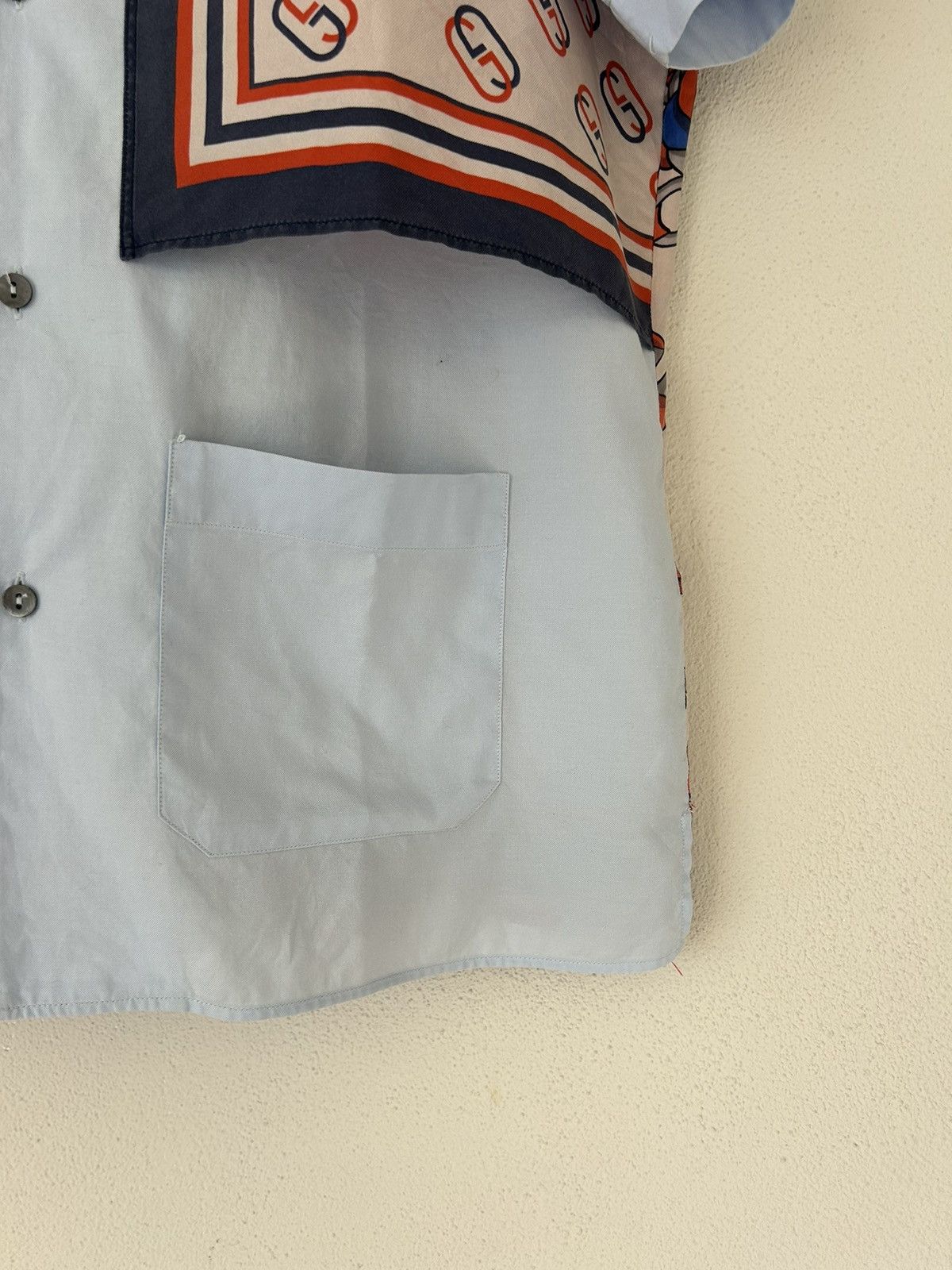 Gucci Light Blue Silk Panels Bowling Shirt Size US S / EU 44-46 / 1 - 6 Thumbnail