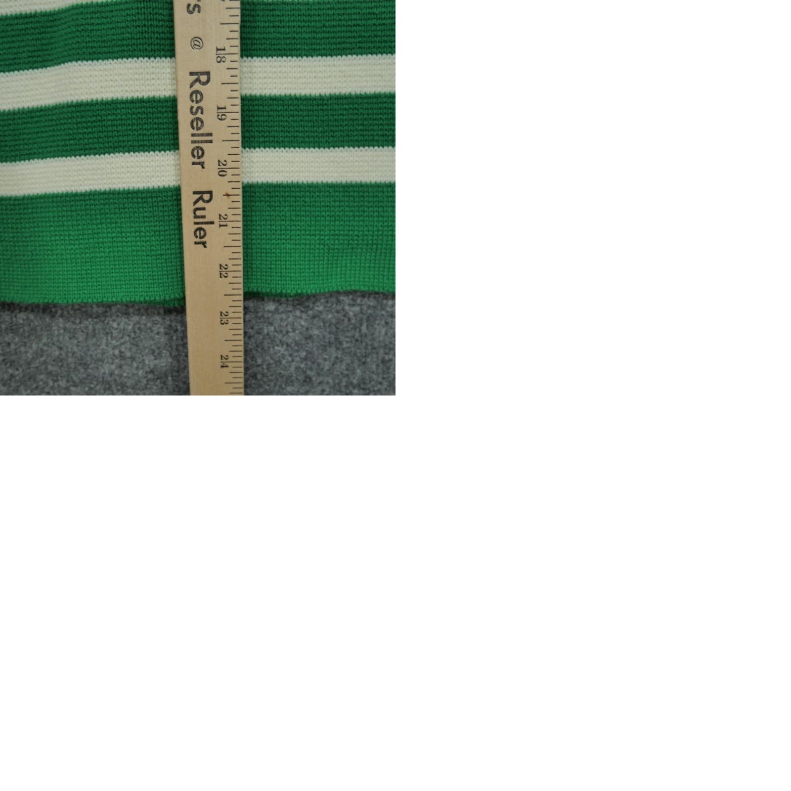 Gap VINTAGE Gap Cardigan Sweater Womens L Green White Stripped Asymmetrical Zip Crew Neck Knit Winter Size L / US 10 / IT 46 - 9 Thumbnail