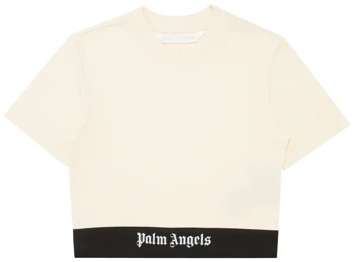Palm Angels o1y1225 Logo Crop Top in Ivory/Black Size S / US 4 / IT 40 - 1 Thumbnail