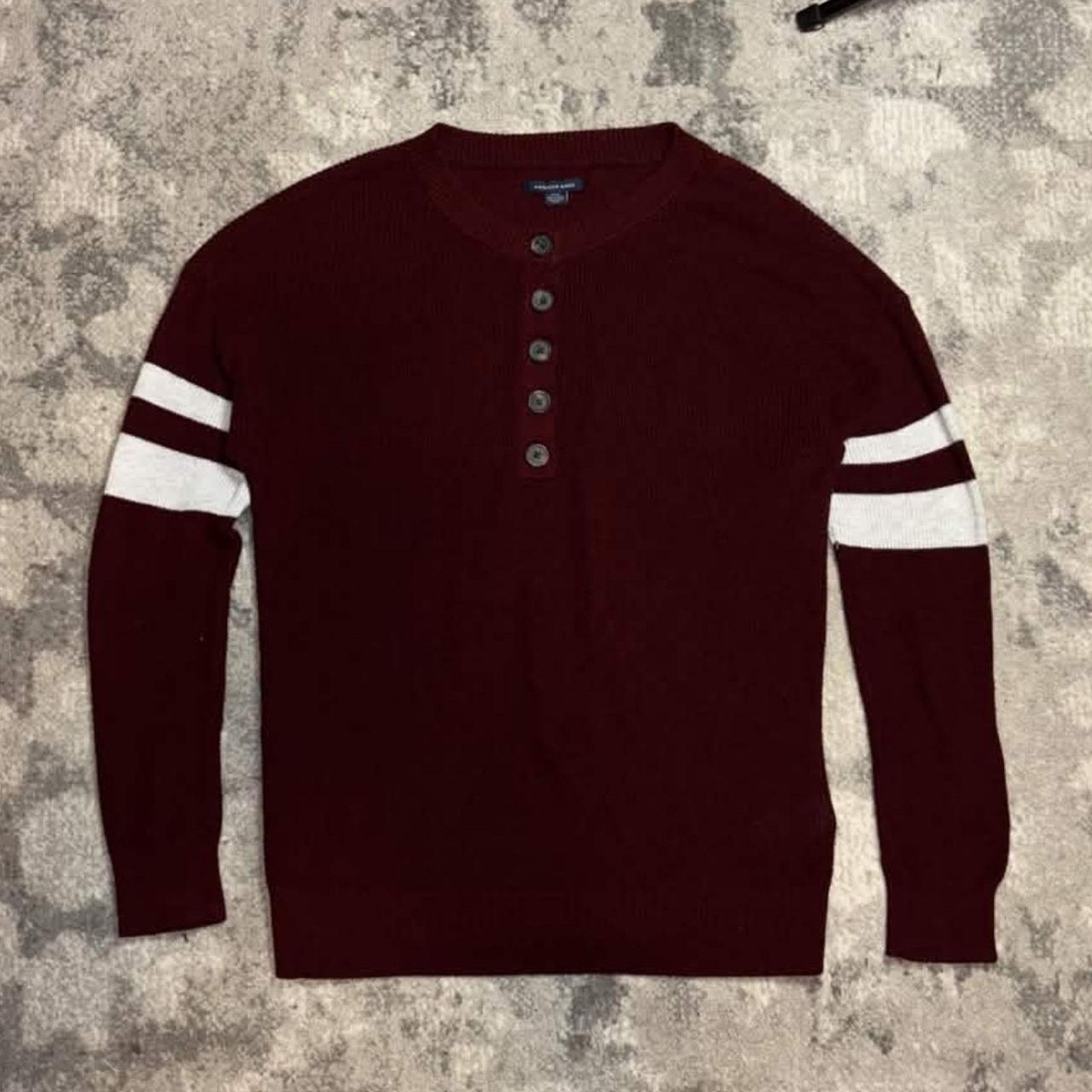 American Eagle Outfitters Y2K American Eagle Striped Henley Knit Sweater Size S / US 4 / IT 40 - 1 Thumbnail