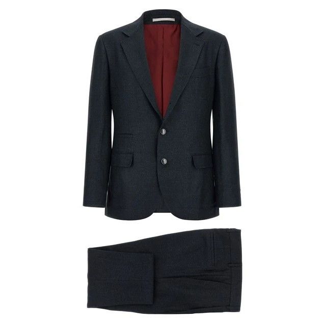 Brunello Cucinelli BRUNELLO CUCINELLI Blue Hopsack Suit New & Authentic (Men's Size US L / EU 52-54 / 3 - 1 Thumbnail