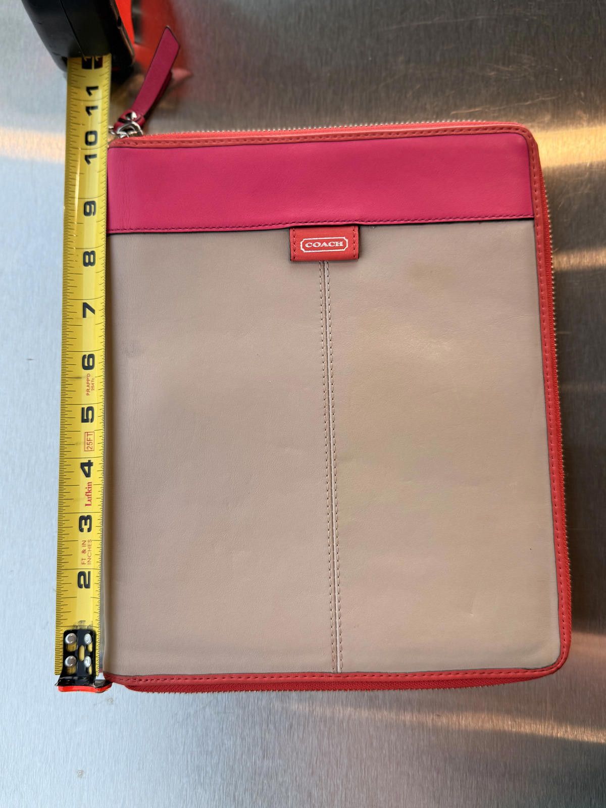 Coach Coach Leather iPad Case Taupe Pink Zip Cover Stand Holder Size ONE SIZE - 5 Thumbnail