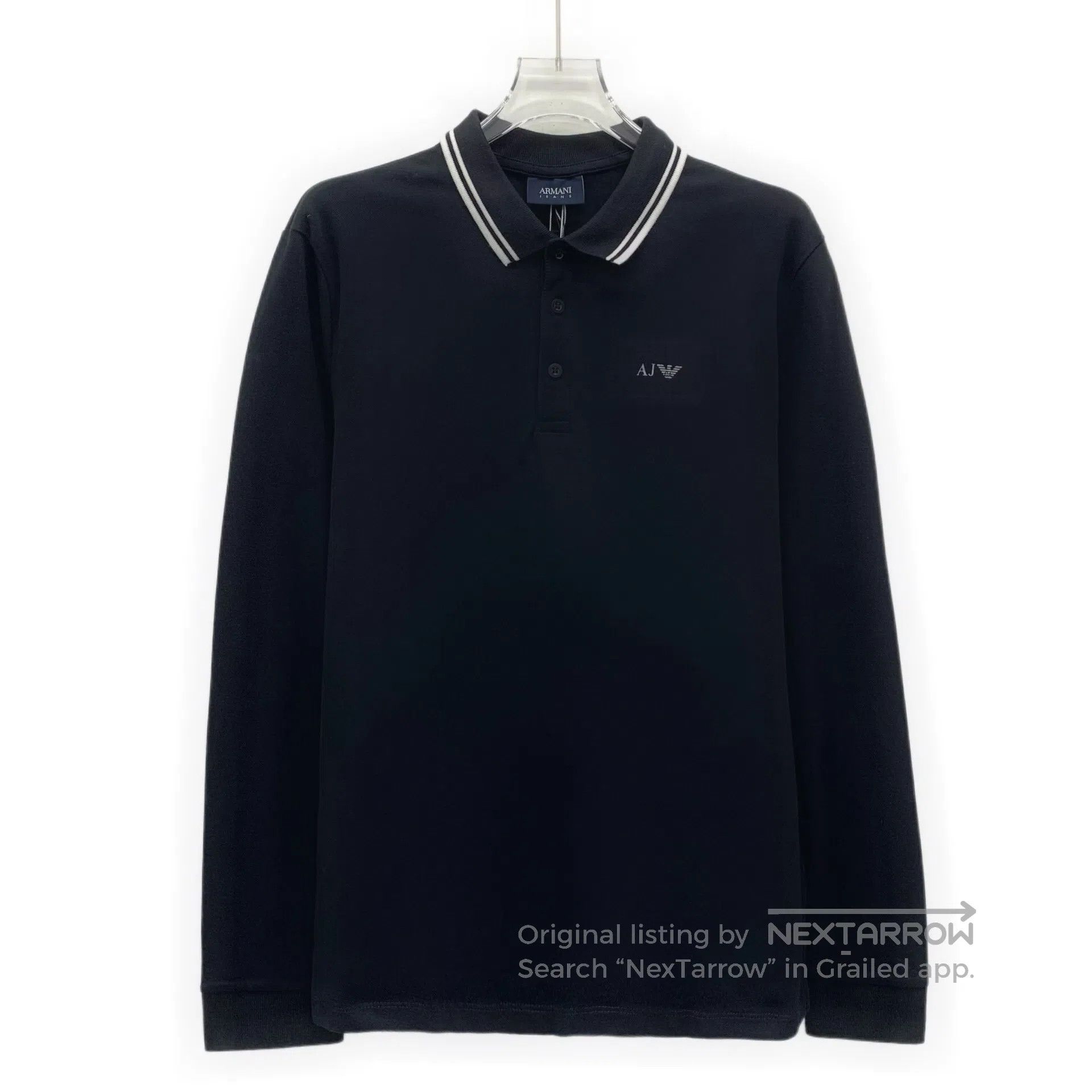 Armani Armani Black Logo Printed Cotton Collar Single Breasted Lo Size US L / EU 52-54 / 3 - 1 Thumbnail