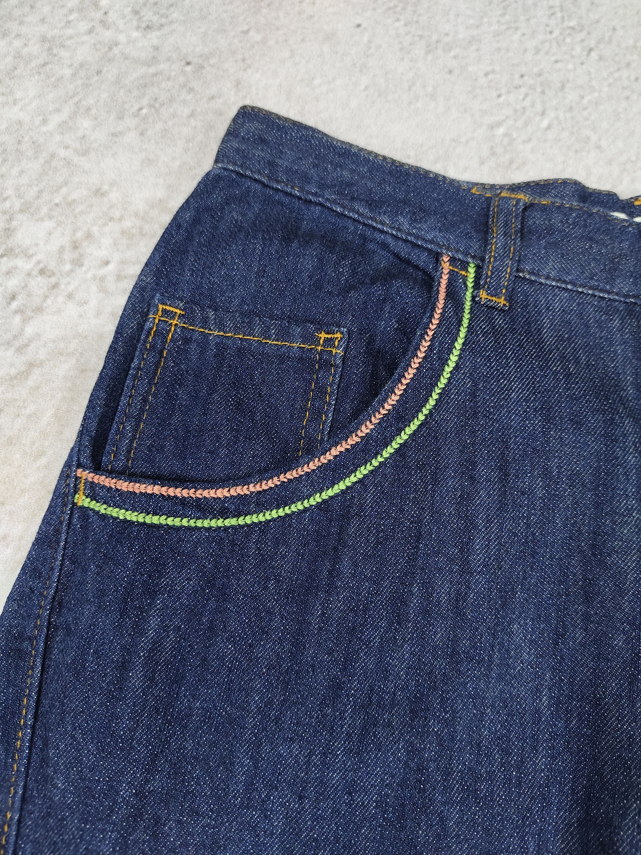 Ne-Net 00s Ne-net- Elephant Pacth Drop Crotch Cropped Denim Pants Size 29" - 8 Thumbnail