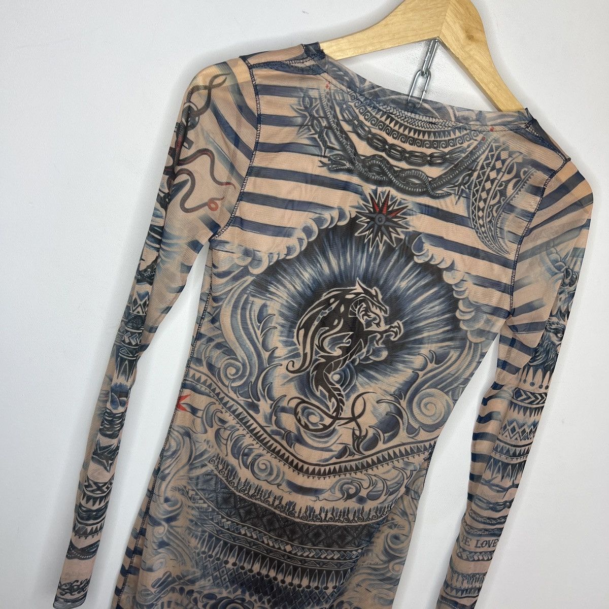 Jean Paul Gaultier Jean Paul Gaultier Mesh Top Tattoo Long Sleeve Mini Dress Size S / US 4 / IT 40 - 11 Thumbnail