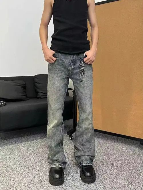 VIBE Washed distressed micro-flare retro baggy jeans Size US 33 - 2 Thumbnail