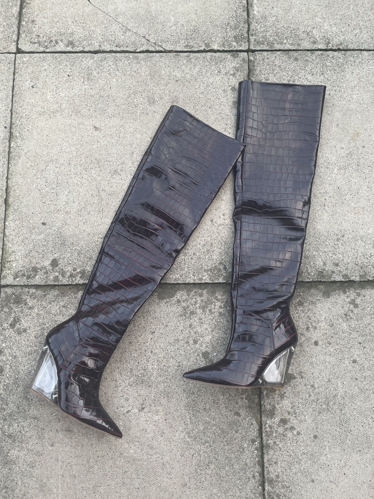 Stuart Weitzman stuart weitzman leather thigh high heels F/W22 maroon Size US 8.5 / IT 38.5 - 1 Thumbnail