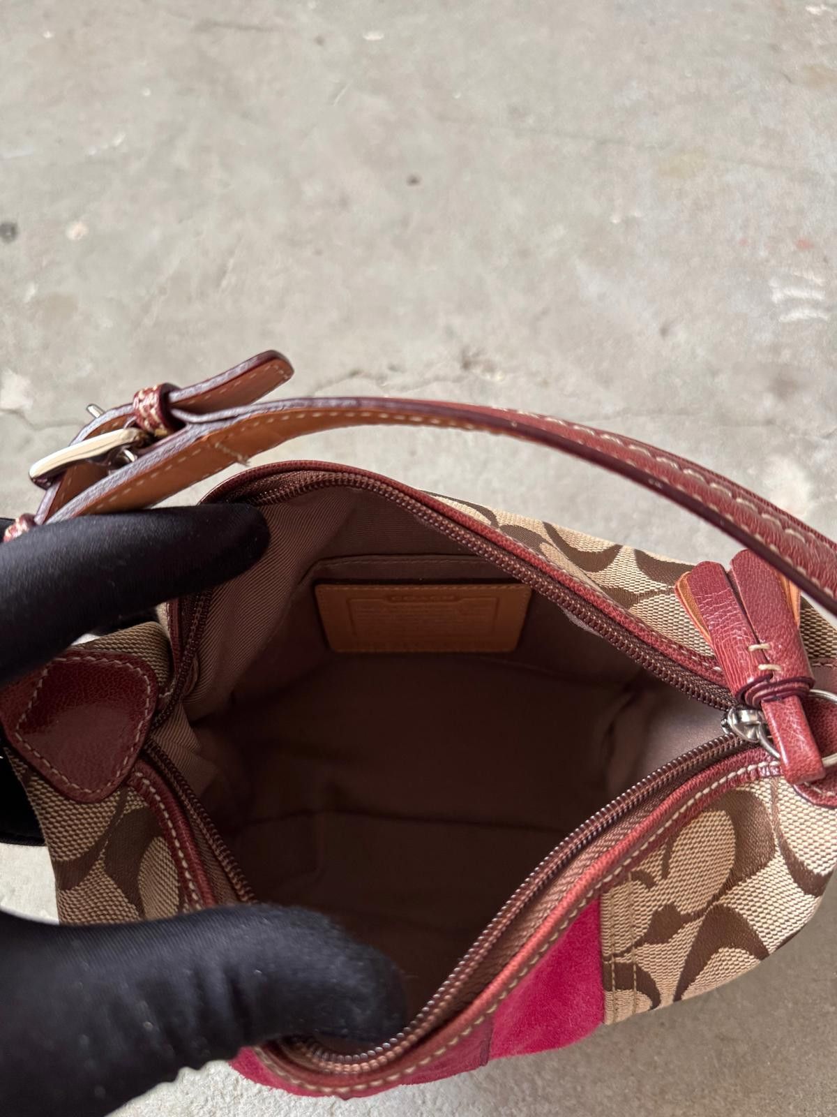 Coach Coach Signature Mini Hobo Striped Suede Shoulder Bag Size ONE SIZE - 9 Thumbnail