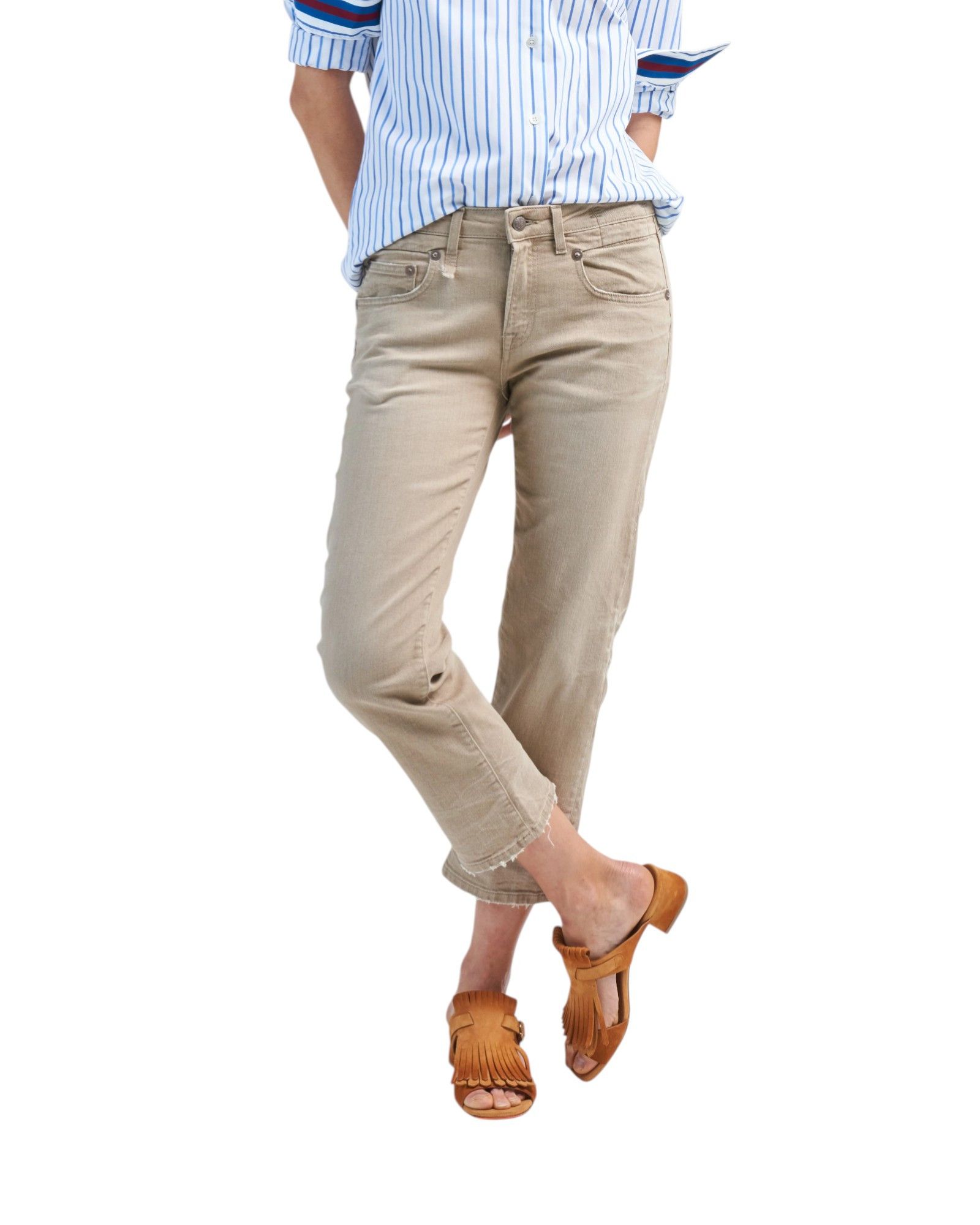 R13 BOY STRAIGHT 27 Sand Stretch Ankle Cropped Brown 85784 Size 27" / US 4 / IT 40 - 1 Thumbnail