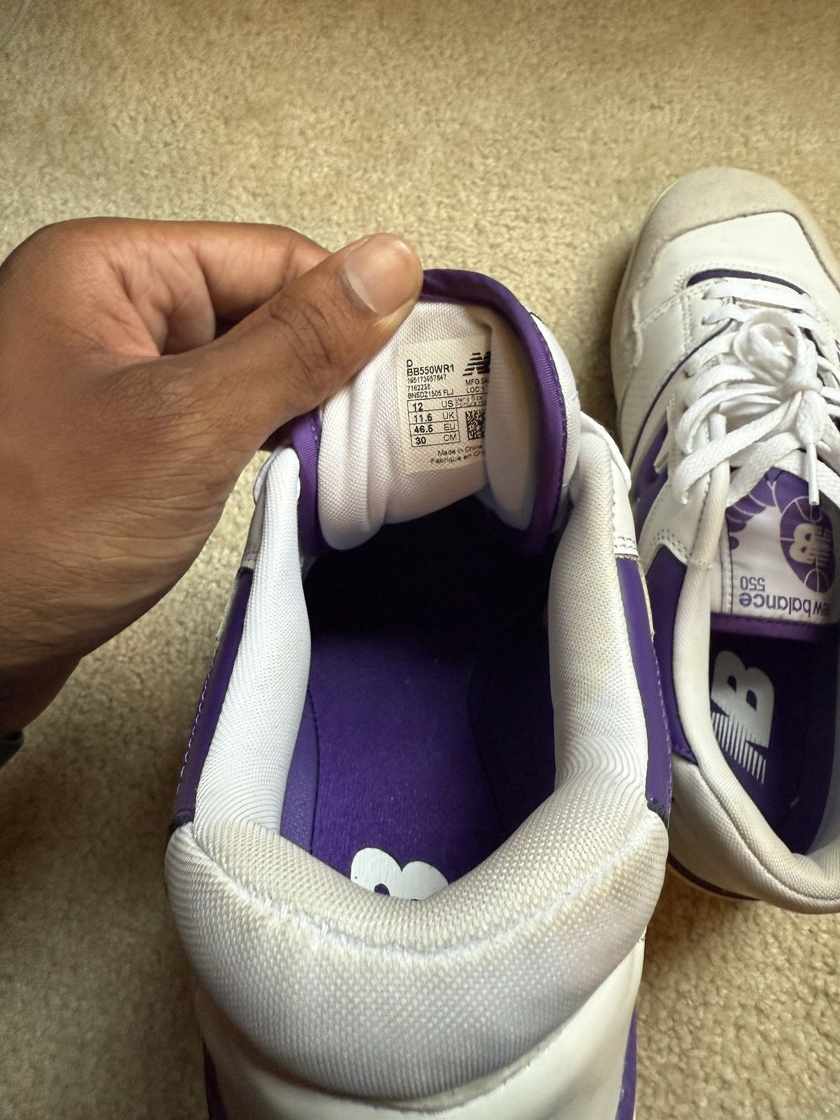 New Balance New Balance 550 White/Purple – Size 12 – With Box Size US 12 / EU 45 - 6 Thumbnail