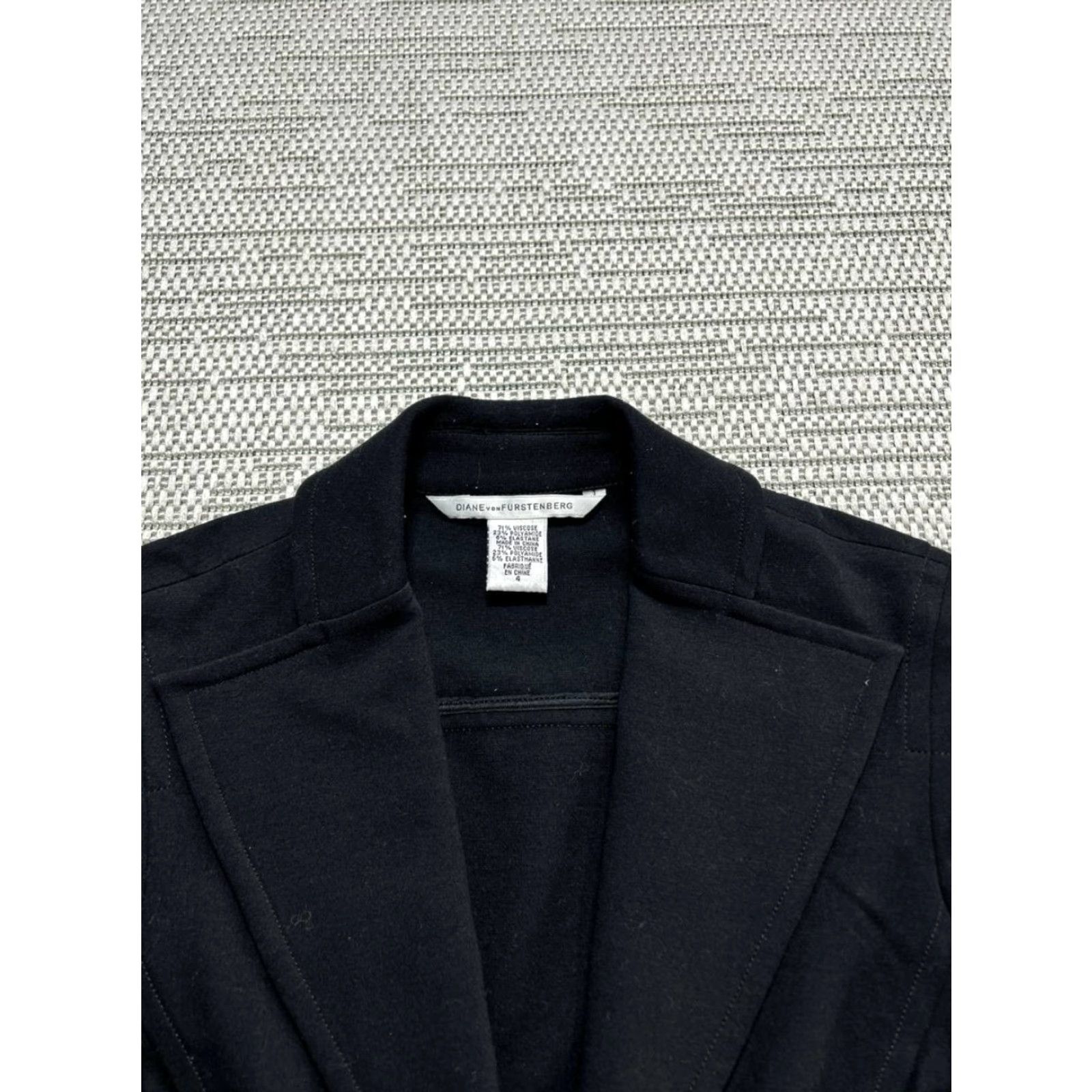 Diane von Furstenberg Diane von Furstenberg Blazer Womens 4 Black Stretch Flap Pockets Formal Jacket Benign Size S / US 4 / IT 40 - 3 Thumbnail