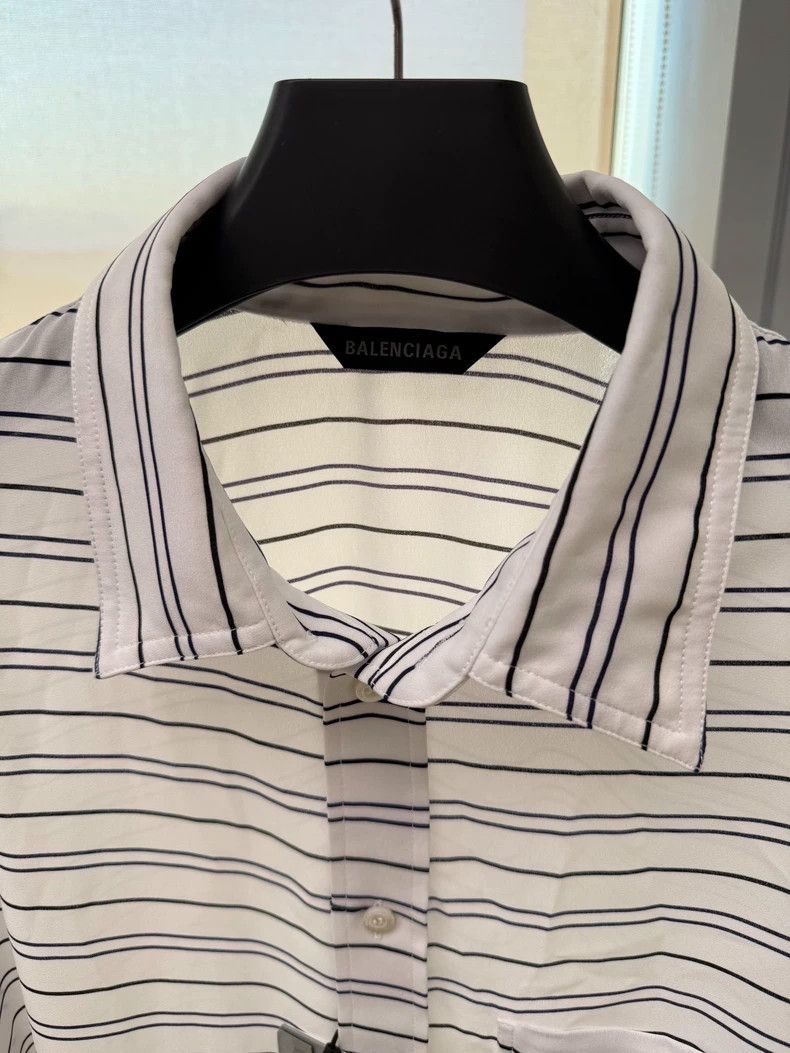 Balenciaga Balenciaga size 38 BB Wheat Spike Striped Silk Shirt Size US M / EU 48-50 / 2 - 2 Thumbnail