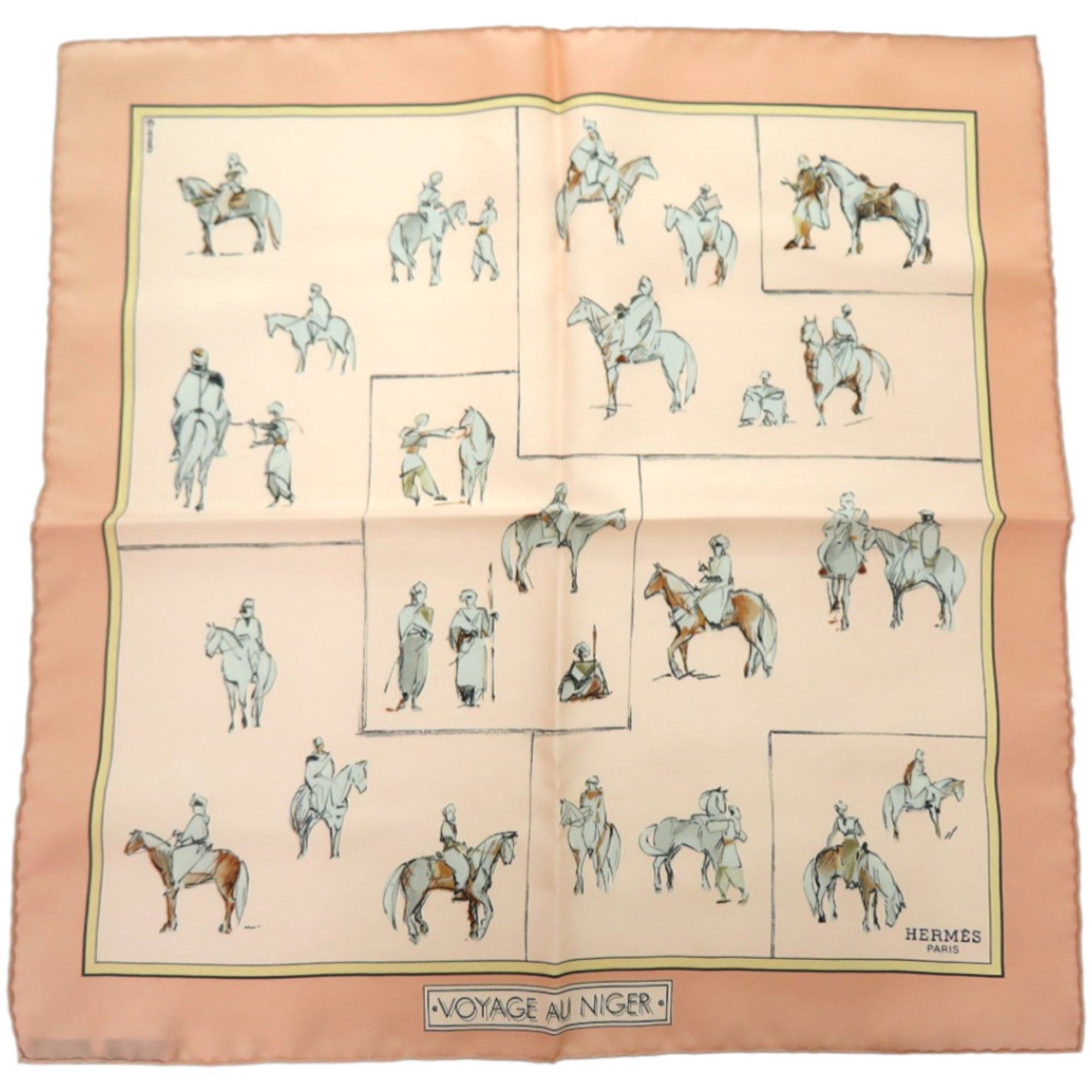 Hermes Hermes Like new Hermès Carré 45 pocket square, Petit Carré, Voyage au Niger, multicolored silk scarf/muffler, 0306 Size ONE SIZE - 1 Thumbnail