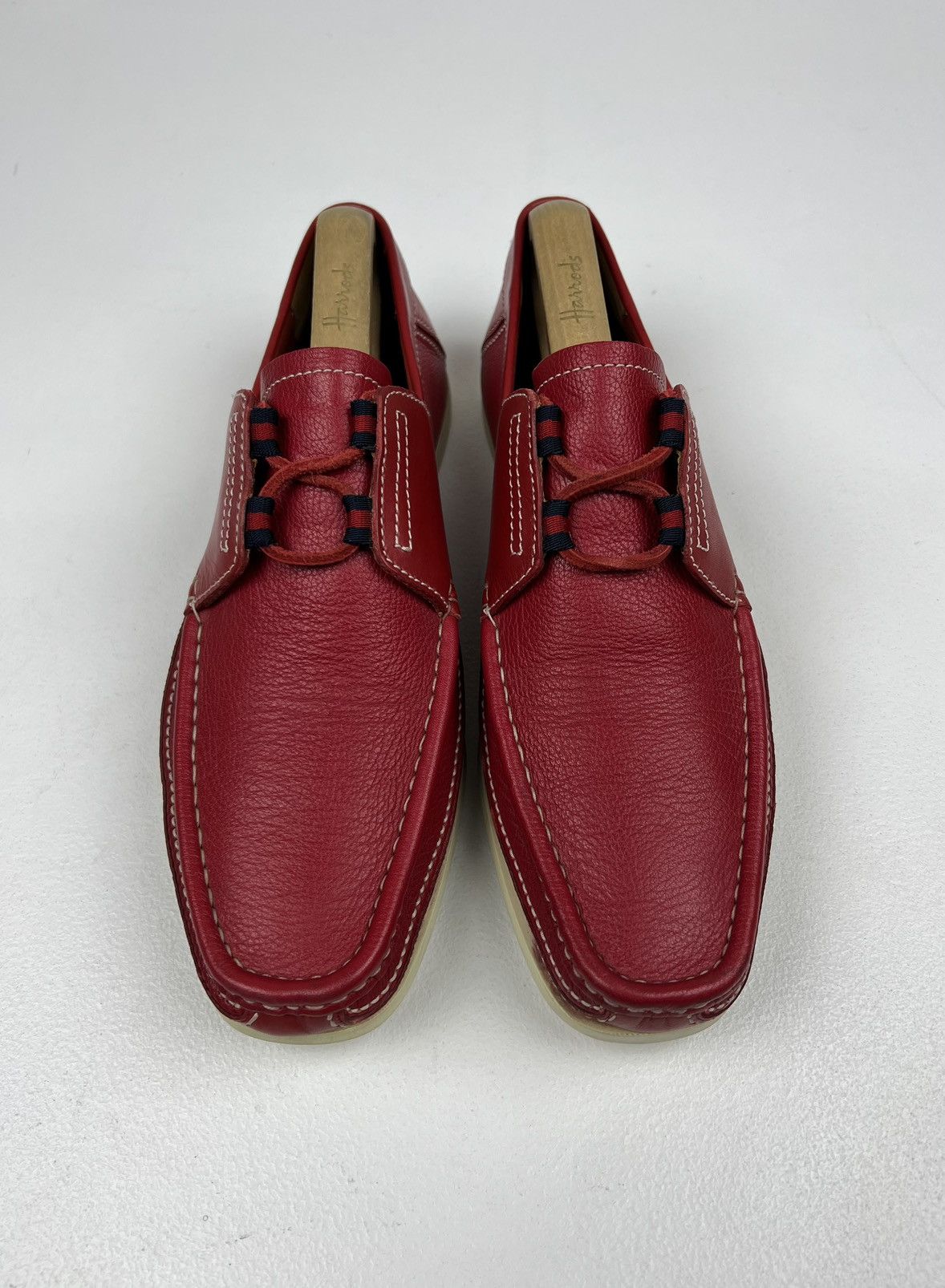 Gucci GUCCI Loafers Leather Shoes Lace Up Web Logo Red Men’s Size US 10 / EU 43 - 3 Thumbnail