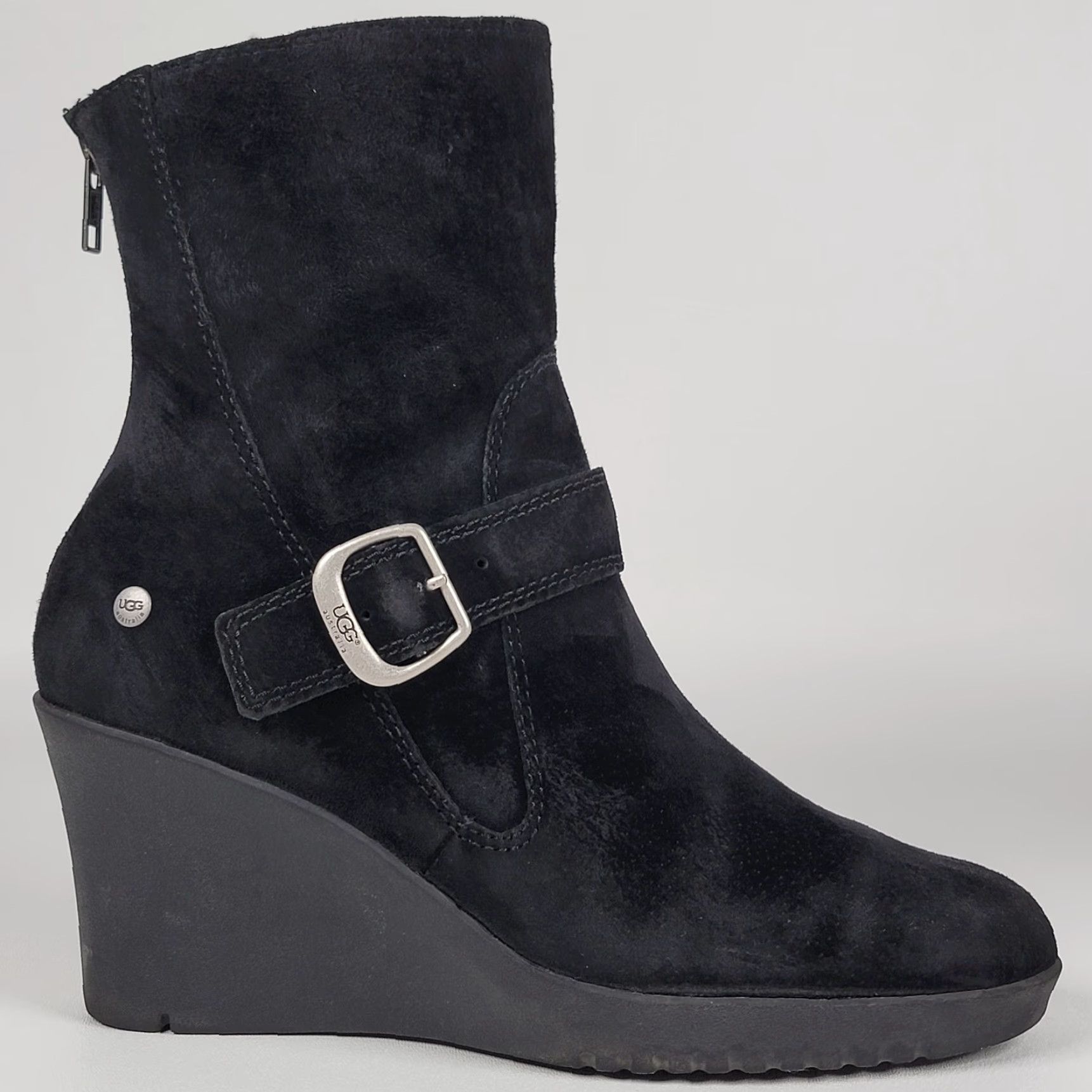 Ugg UGG Women’s Booties Black Suede Gisselle #5593 Wedge Heel Ankle Boots Size 9 Size US 9 / IT 39 - 3 Thumbnail